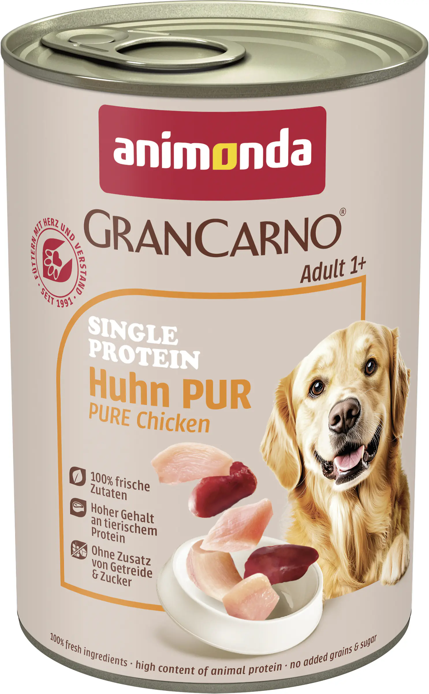 Animonda GranCarno Hundenassfutter Adult Single Protein getreidefrei 400 g Huhn