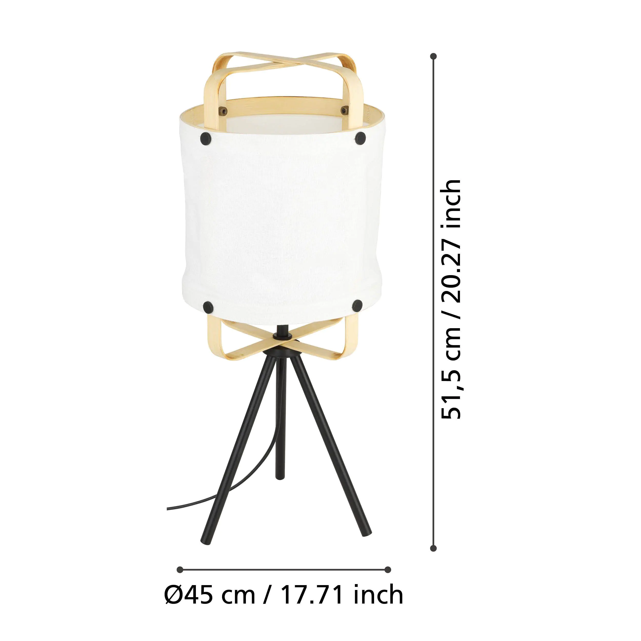 Eglo Tischleuchte Surfleet schwarz natur 51,5 x 20 cm E27