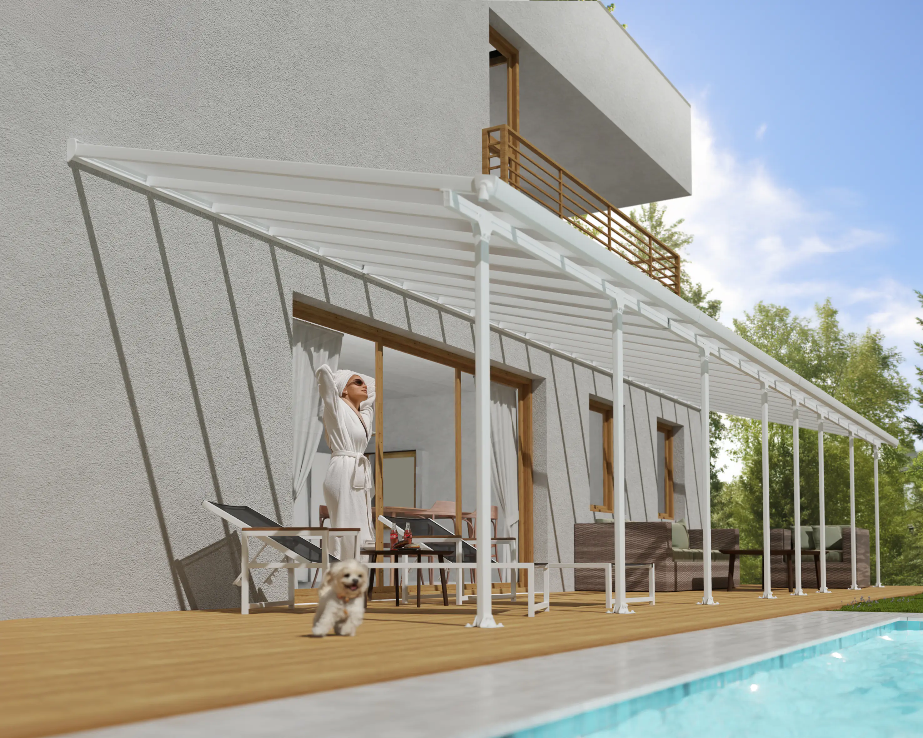 Canopia Terrassendach 1220 x 300 cm weiß