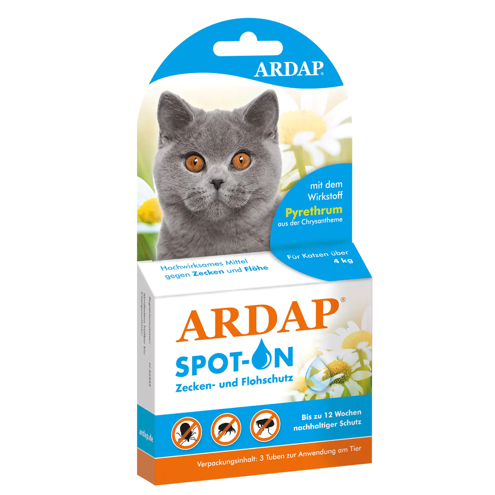 ARDAP Spot On Floh- und Zeckenschutztropfen für Katzen über 4 kg 3 x 0,8 ml ARDAP Spot On Floh- und Zeckenschutztropfen für Katzen über 4 kg 3 x 0,8 ml
