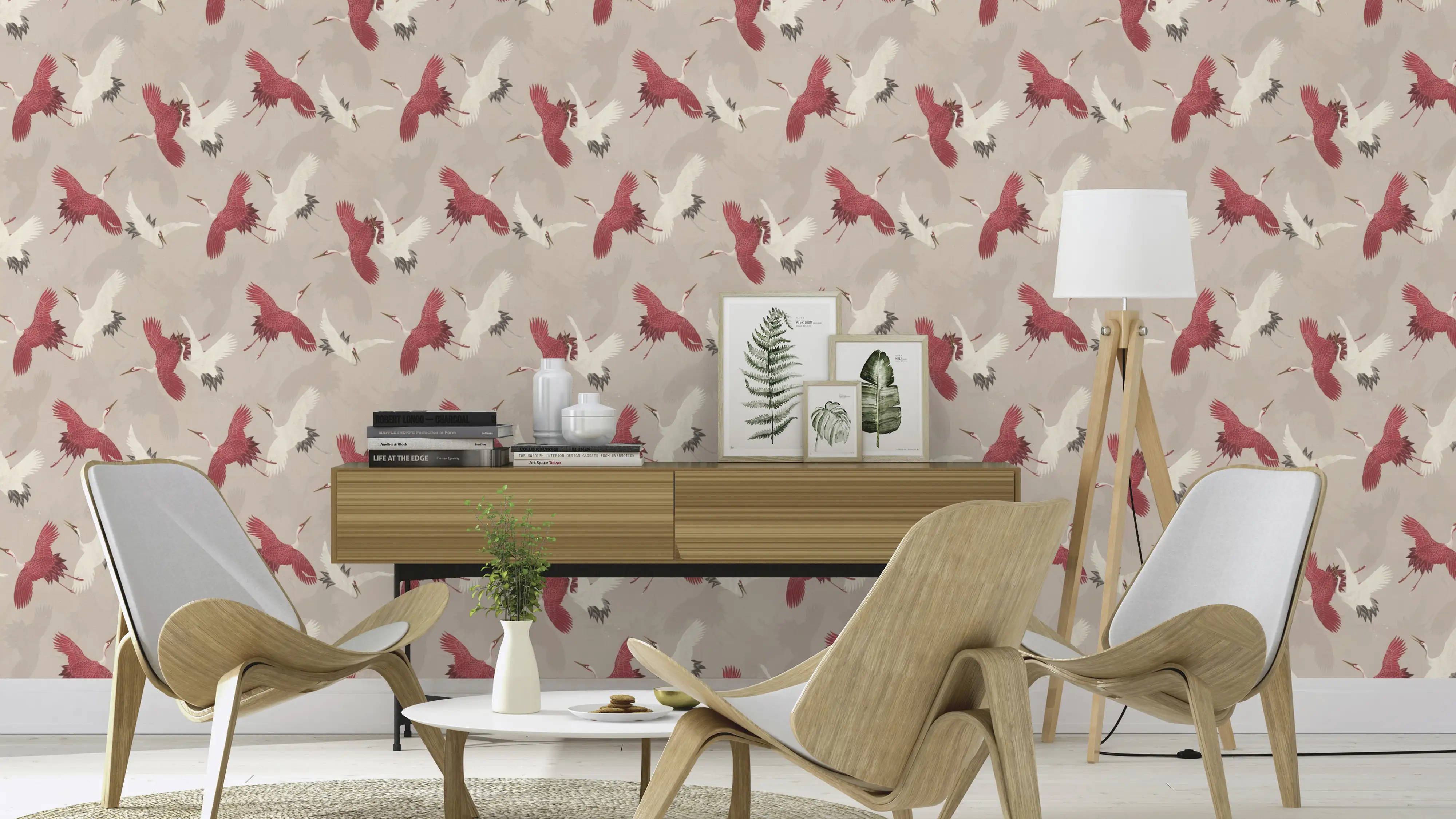 Rasch Vliestapete 560657 Barbara Home III, Kraniche beige-rot, 10,05 x 0,53 m Rasch Vliestapete 560657 Barbara Home III, Kraniche beige-rot, 10,05 x 0,53 m