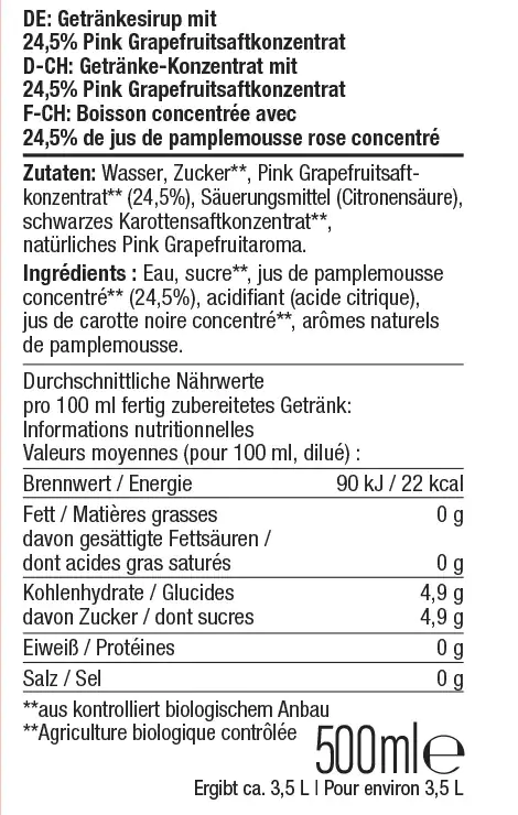 Sodastream Bio Sirup Pink Grapefruit 500 ml