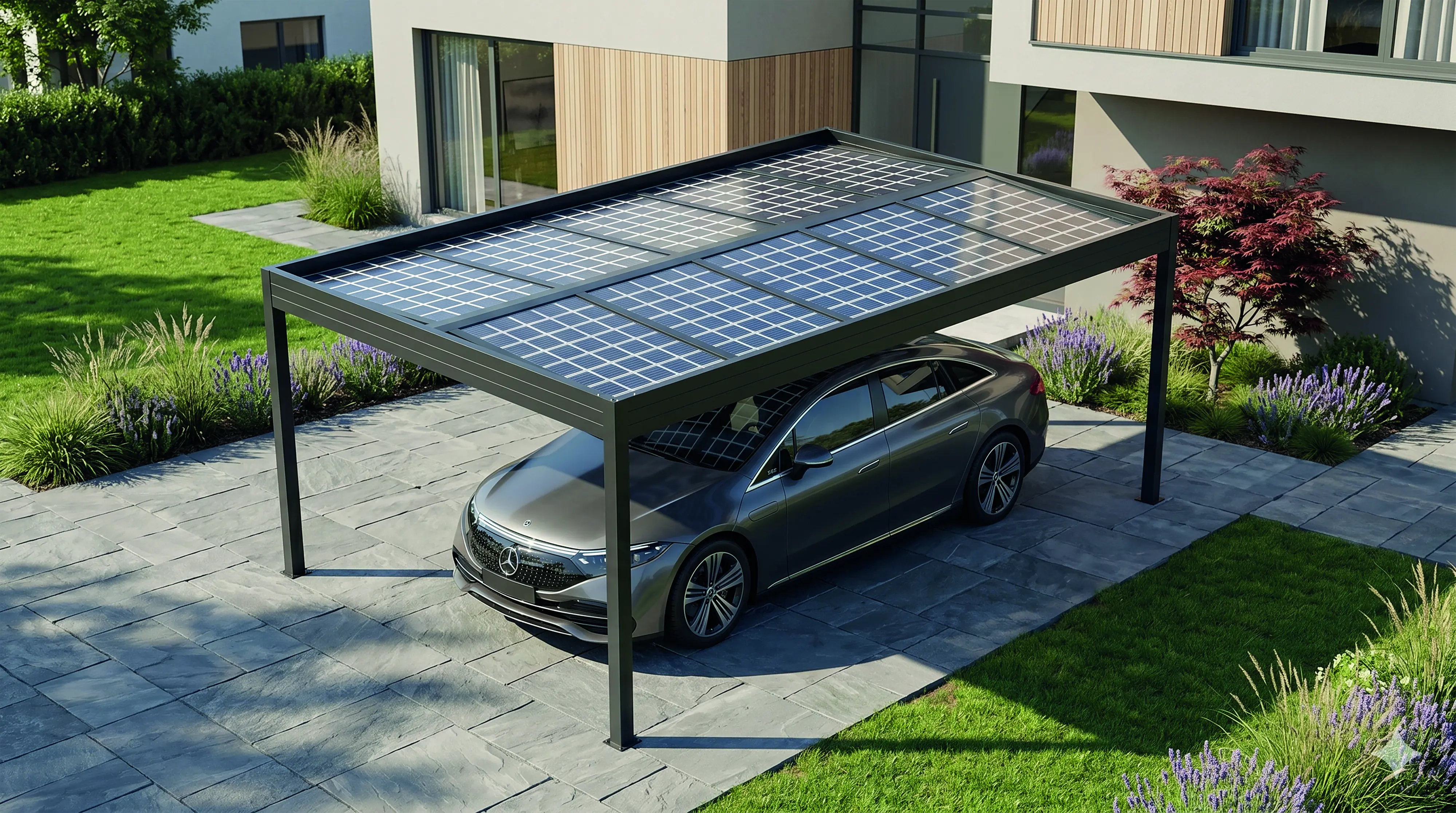 SunElements SunVaro Carport Energy XL 362 x 549 cm mit Photovoltaikdach 250 Wp anthrazit-metallic