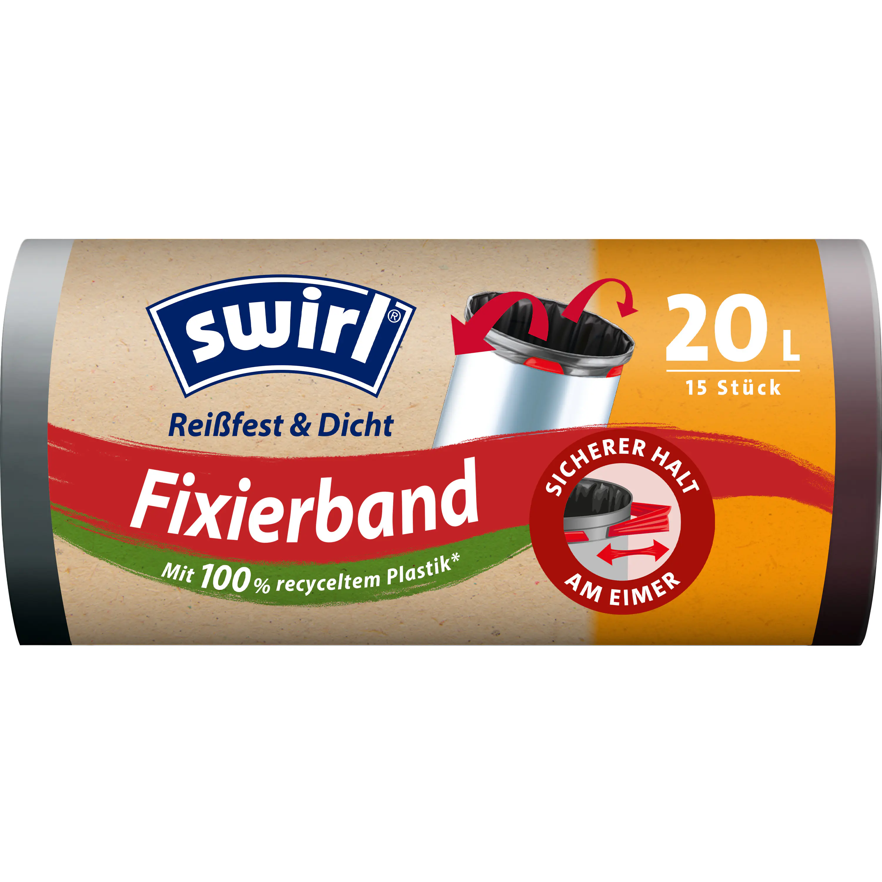 Swirl® 20 l Fixierband-Müllbeutel Reißfest & Dicht