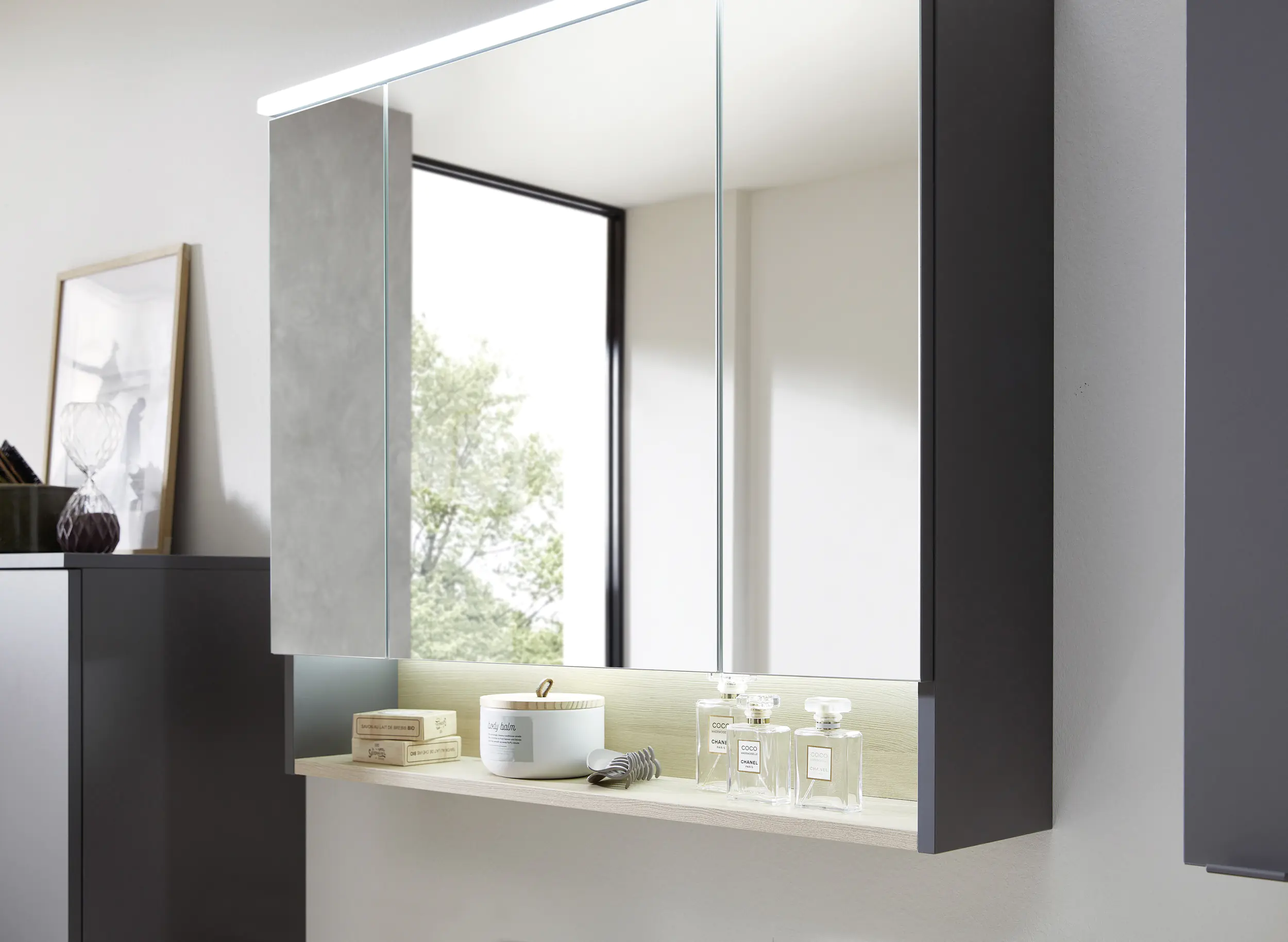 Pelipal Spiegelschrank Quickset 25-II LED-Kranzbeleuchtung Quarzgrau 80 cm Pelipal Spiegelschrank Quickset 25-II LED-Kranzbeleuchtung Quarzgrau 80 cm