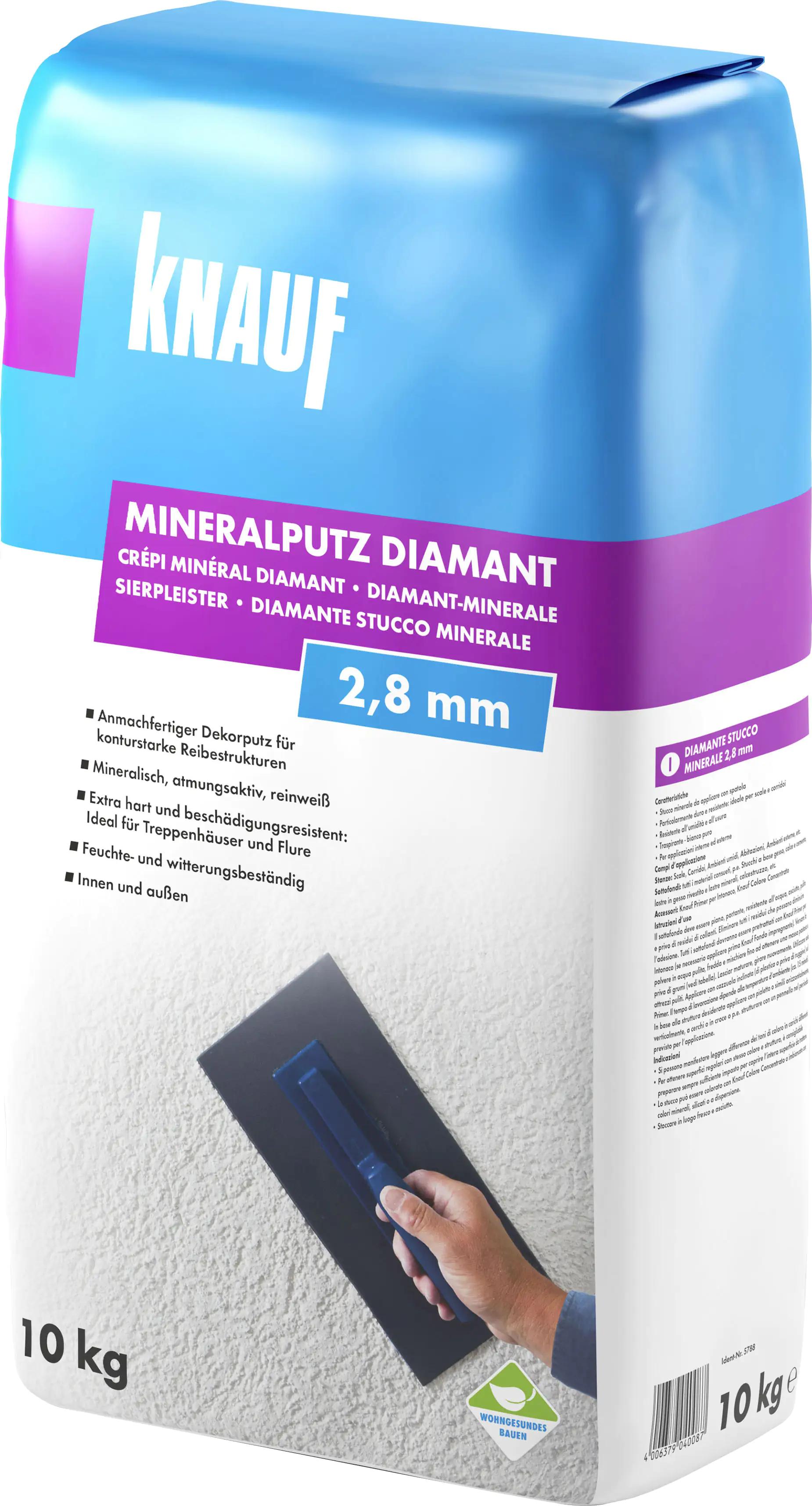 Knauf Mineralputz Diamant 10 kg 2,8 mm Körnung reinweiß