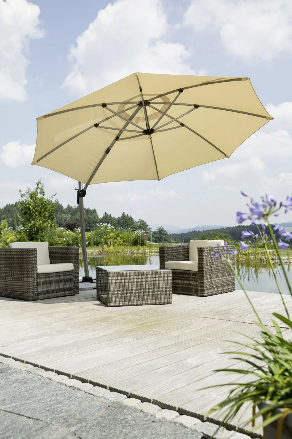 Schneider Ampelschirm Rhodos Rondo sand Ø 350 cm