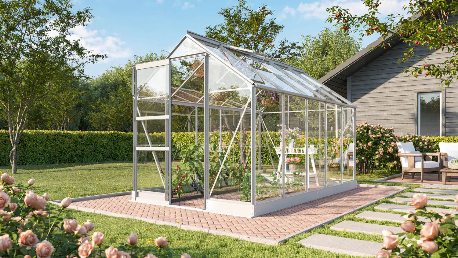 4005717194581 Vitavia Gewächshaus-Set Eris 6200 194 x 325 cm 3 mm Sicherheitsglas