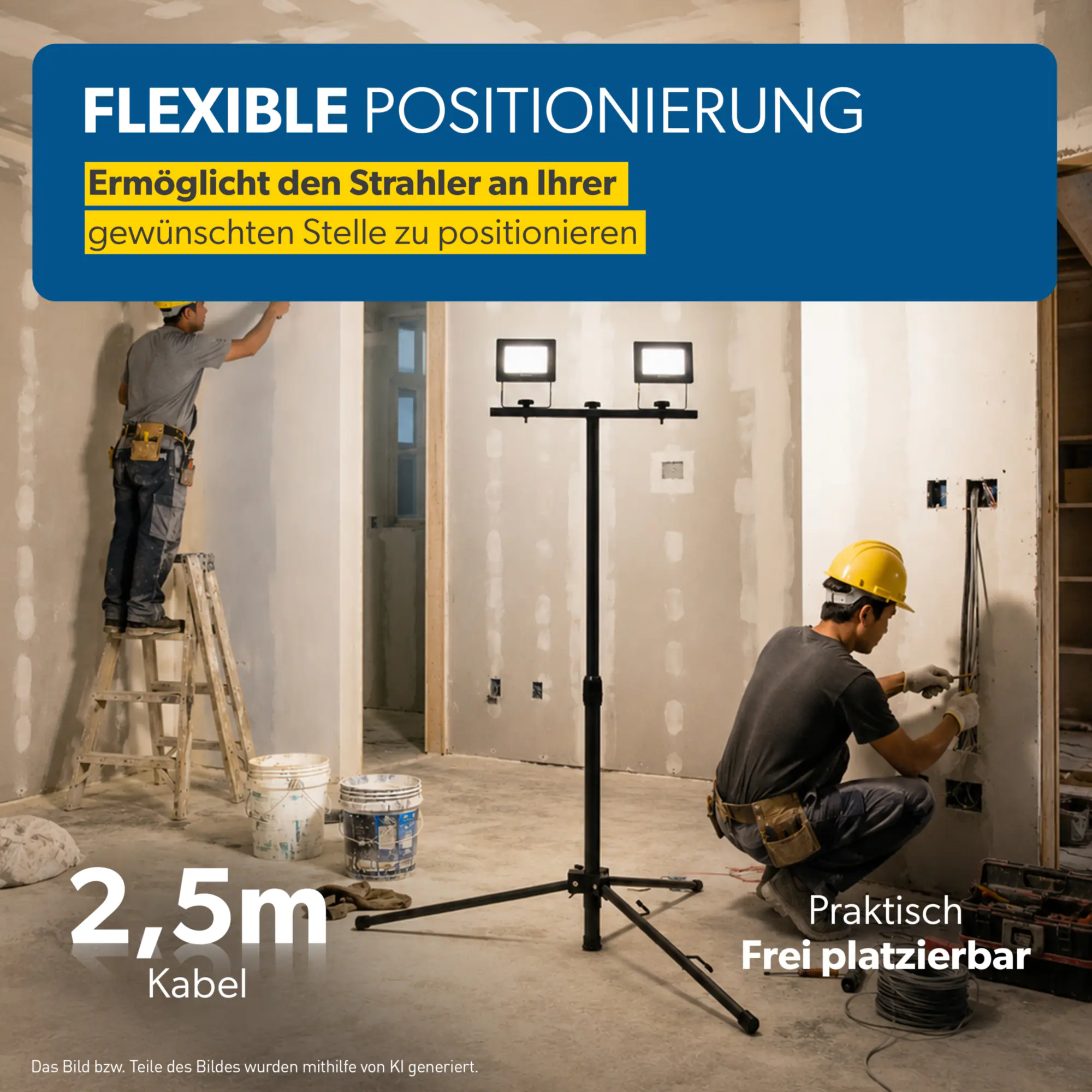UniTec LED Strahler mit Stativ 2 x 14 W 1700 lm anthrazit