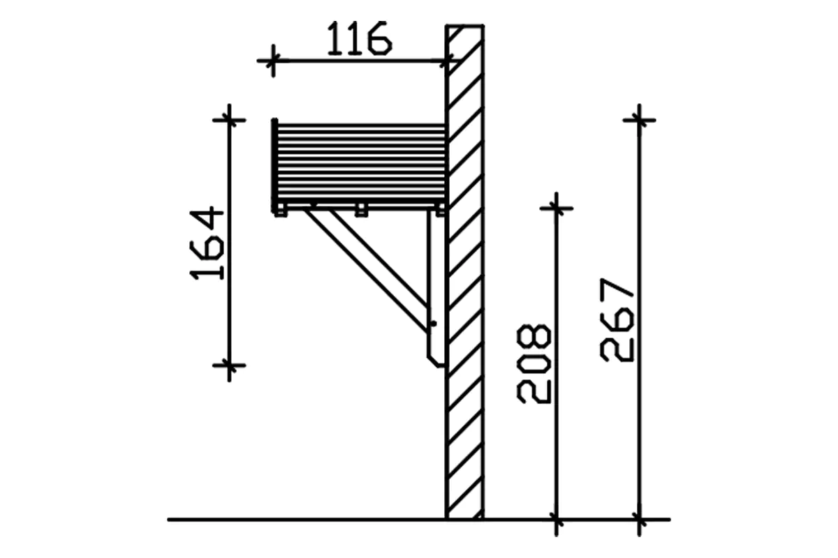 SKAN HOLZ Vordach Siegen Typ 1 247 x 116 cm, lasiert in Schiefergrau
