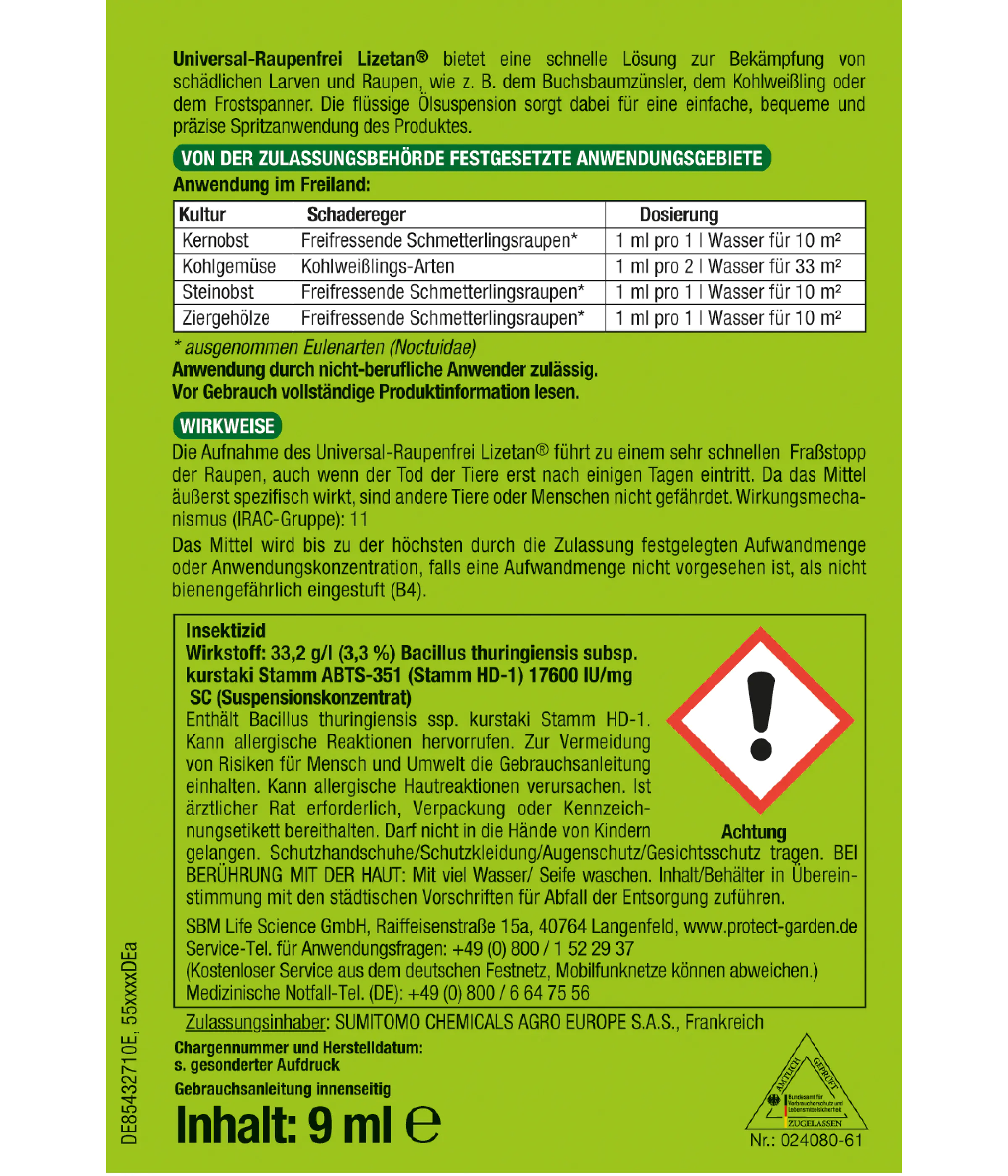 Protect Garden Lizetan Universal-Raupenfrei 9 ml