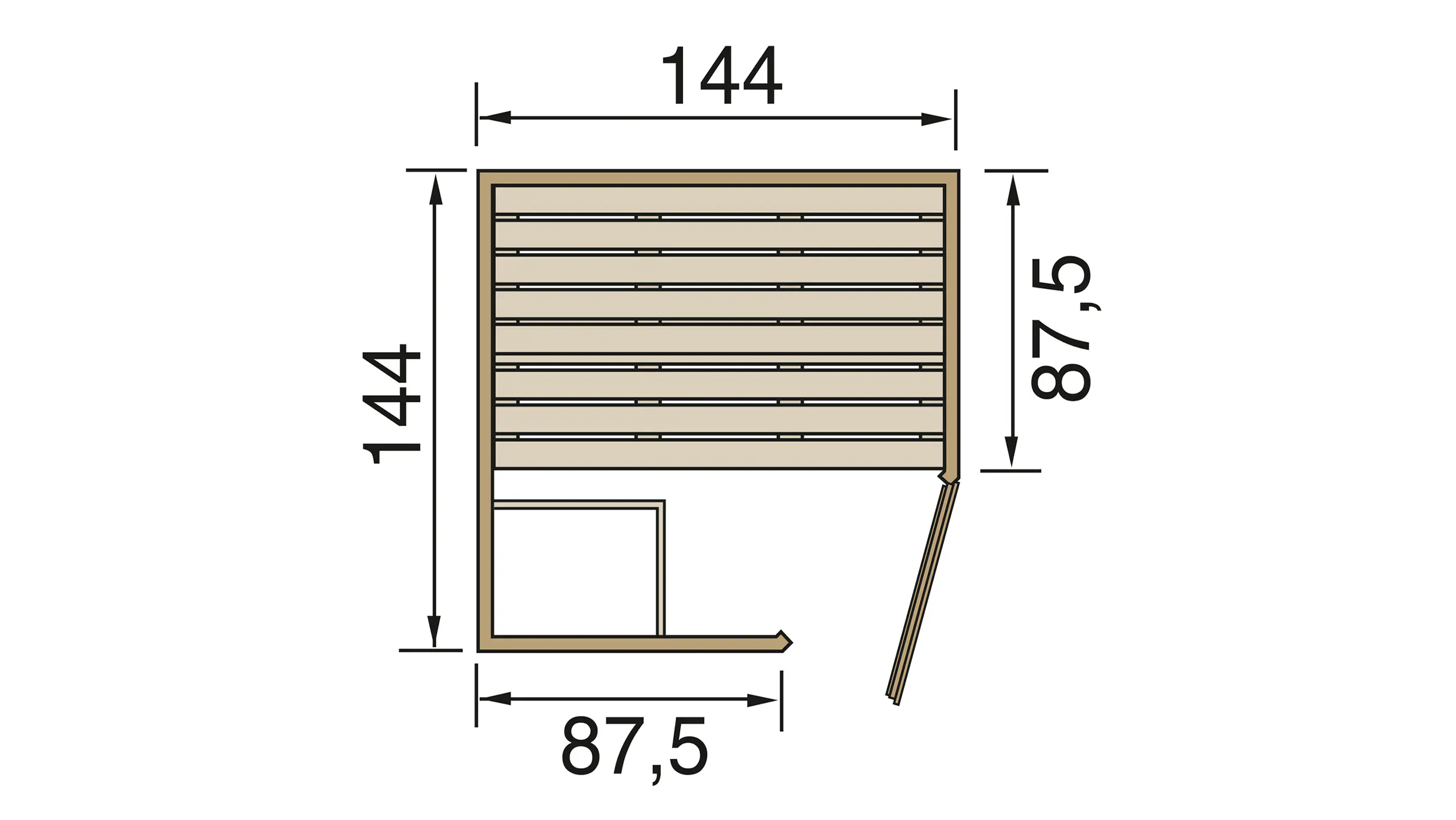 Weka Massivholz-Element-Sauna Laukkala 1 mit Glastür