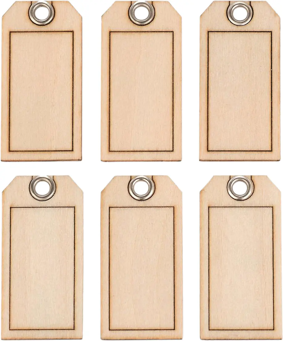 Glorex Holzetiketten mit Loch 2,2 x 4,3cm, 6 Stück