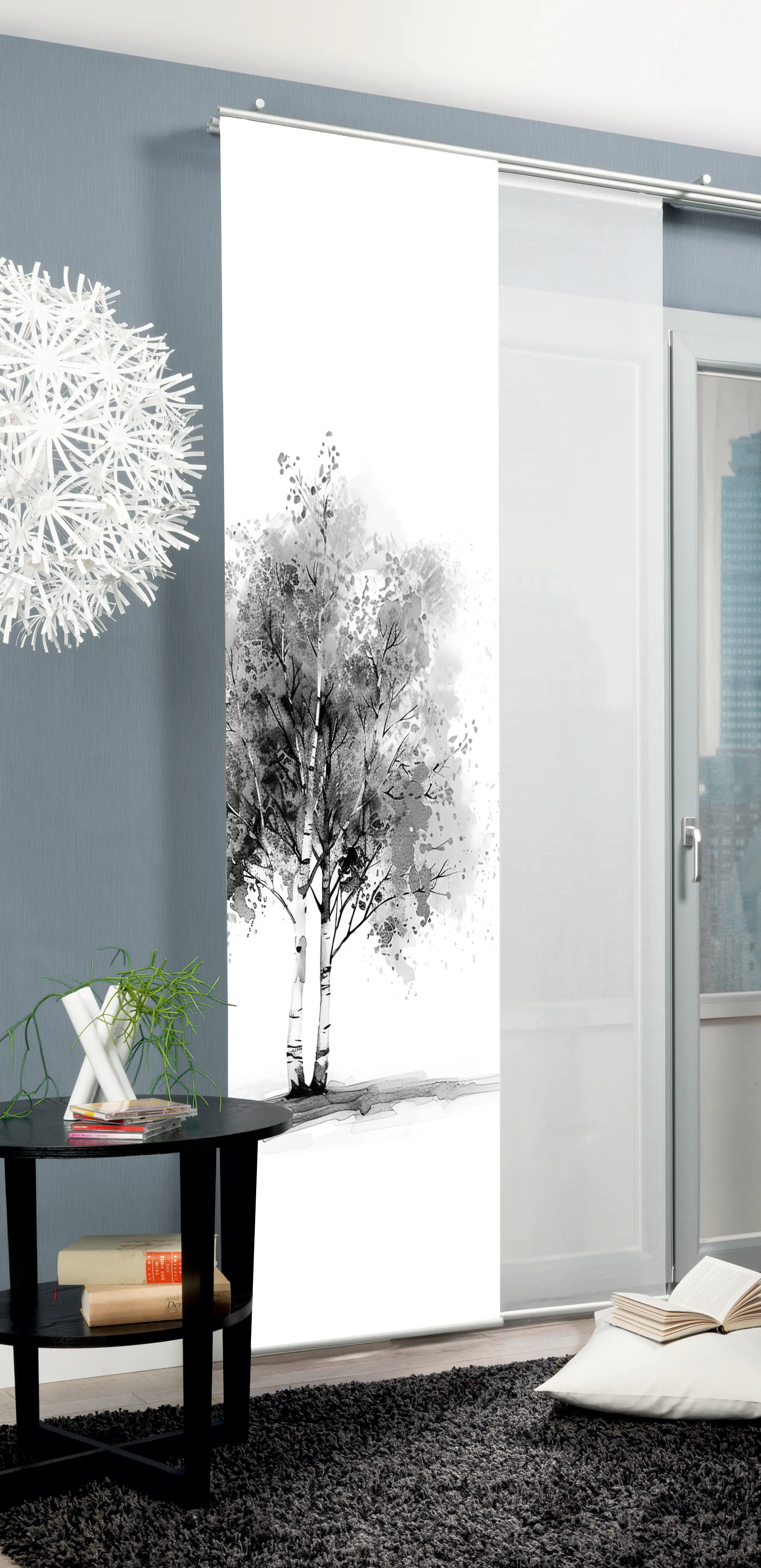 Flächenvorhang Tree grau 245 x 60 cm