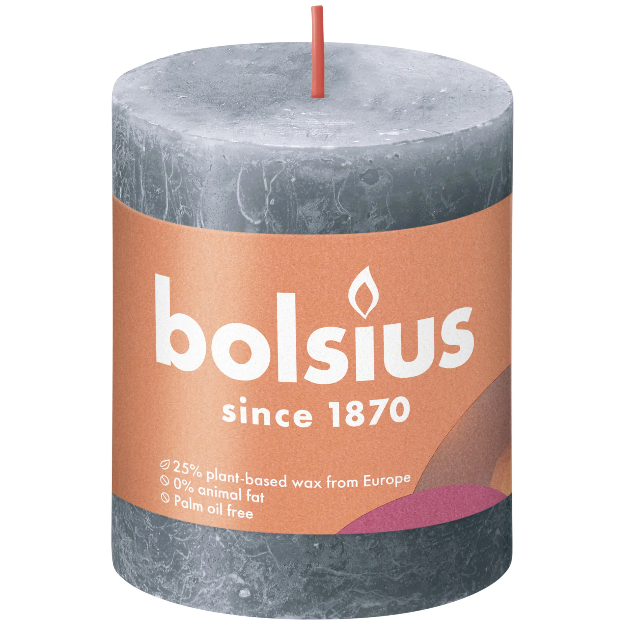 Bolsius Rustik Stumpenkerze 80/68  mm Schieferblau