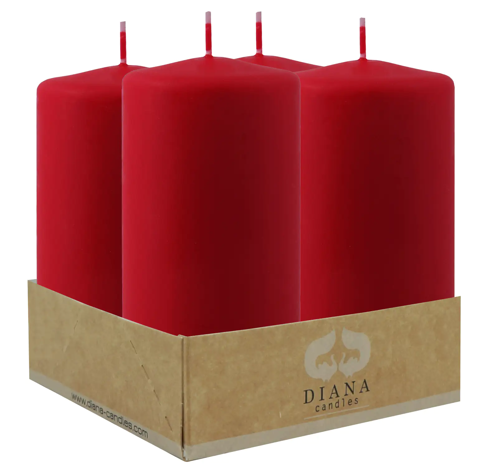 5701141026922 Diana Candles Stumpenkerzen Ø 6 X 11 cm rubinrot 4er Pack