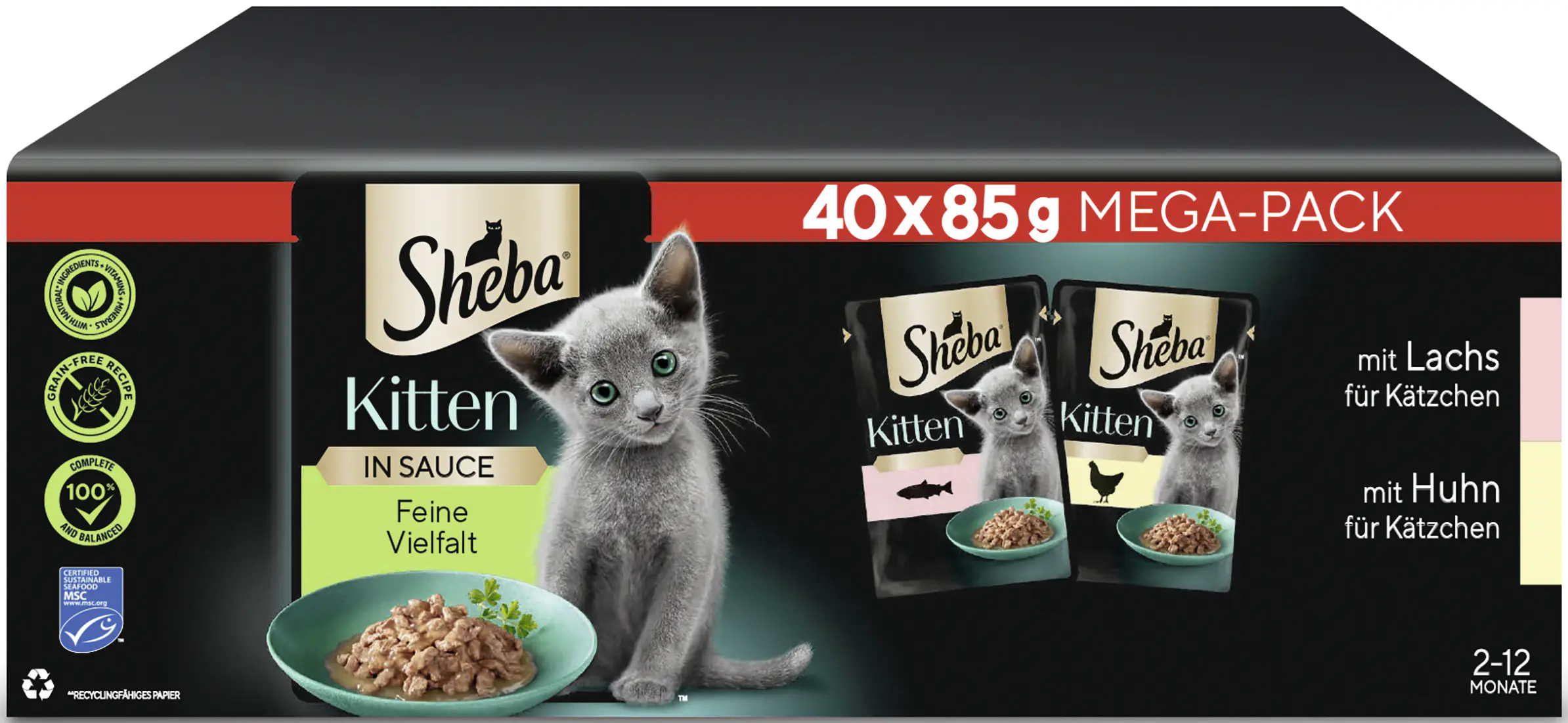 Sheba Katzennassfutter Junior 40 x 85 g Geflügel in Sauce