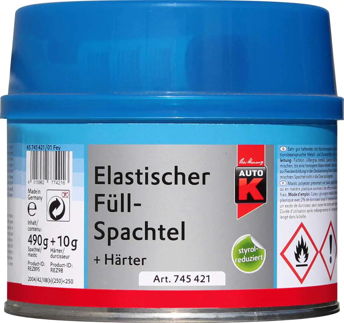 Auto-K Elastischer Füllspachtel + Härter 500g Auto-K Elastischer Füllspachtel + Härter 500g