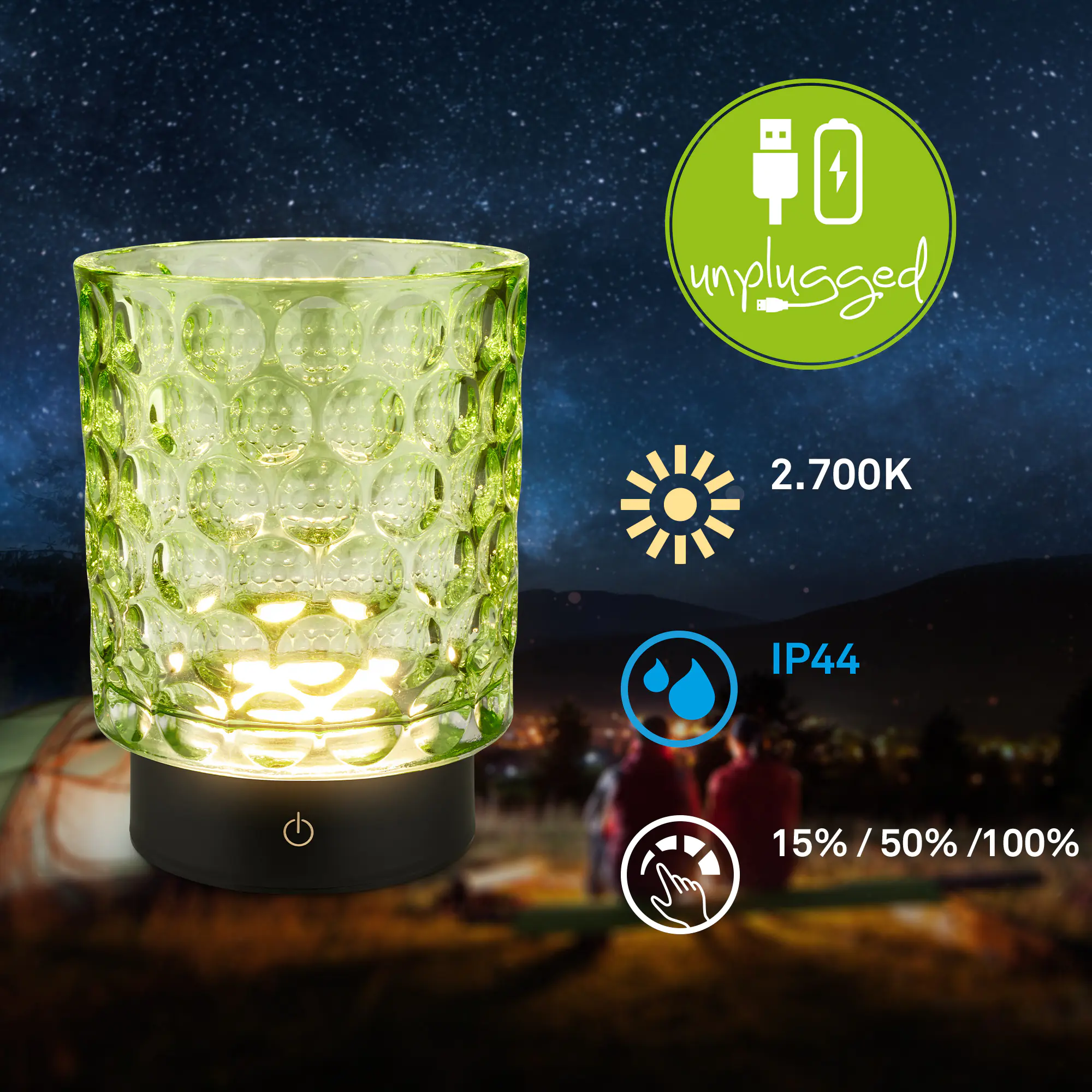 Briloner LED Akku-Tischleuchte Sunora grün 15 cm warmweiß dimmbar Briloner LED Akku-Tischleuchte Sunora grün 15 cm warmweiß dimmbar