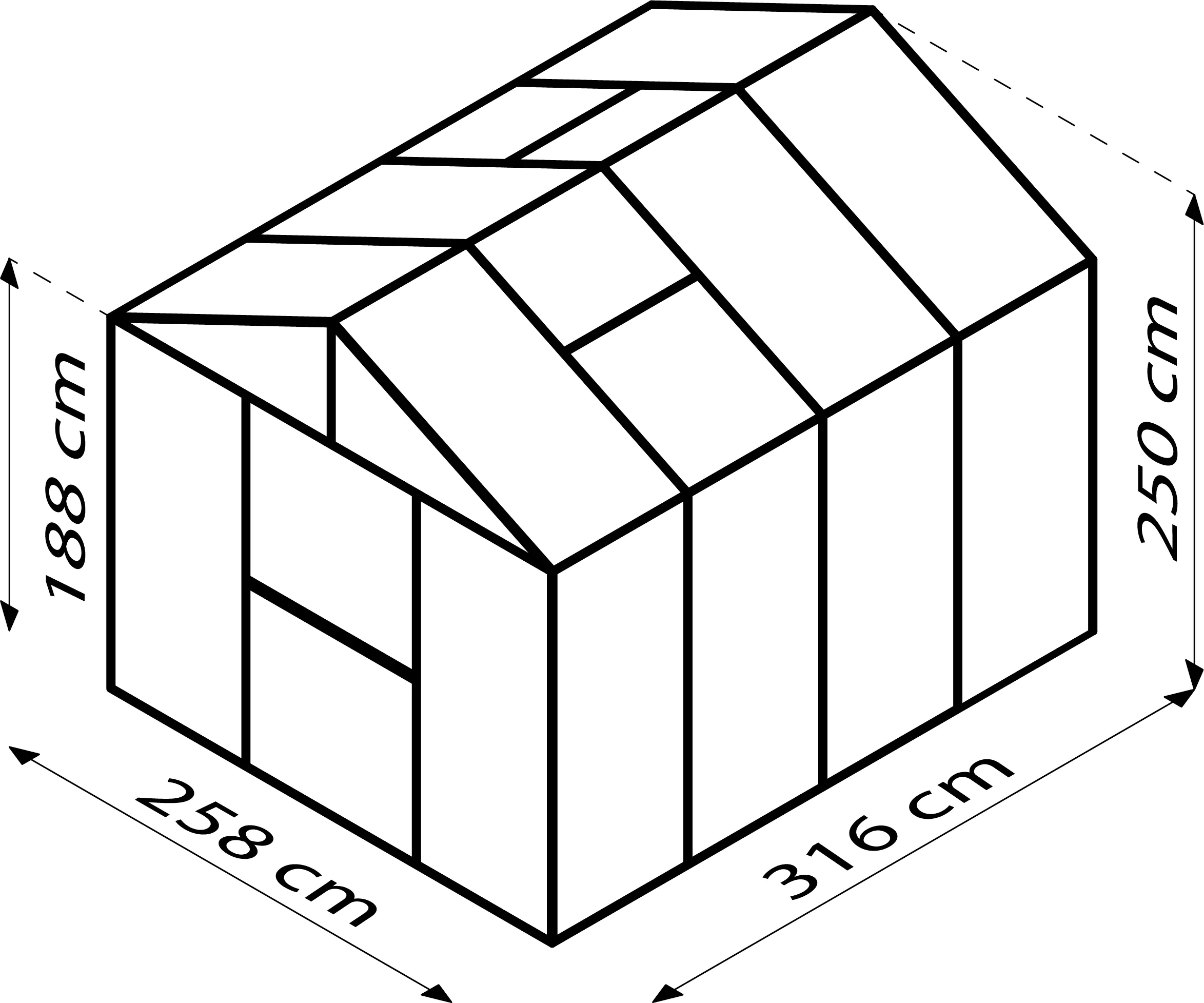 Vitavia Gewächshaus Zeus 8100 256 x 314 cm 3 mm Sicherheitsglas Vitavia Gewächshaus Zeus 8100 256 x 314 cm 3 mm Sicherheitsglas
