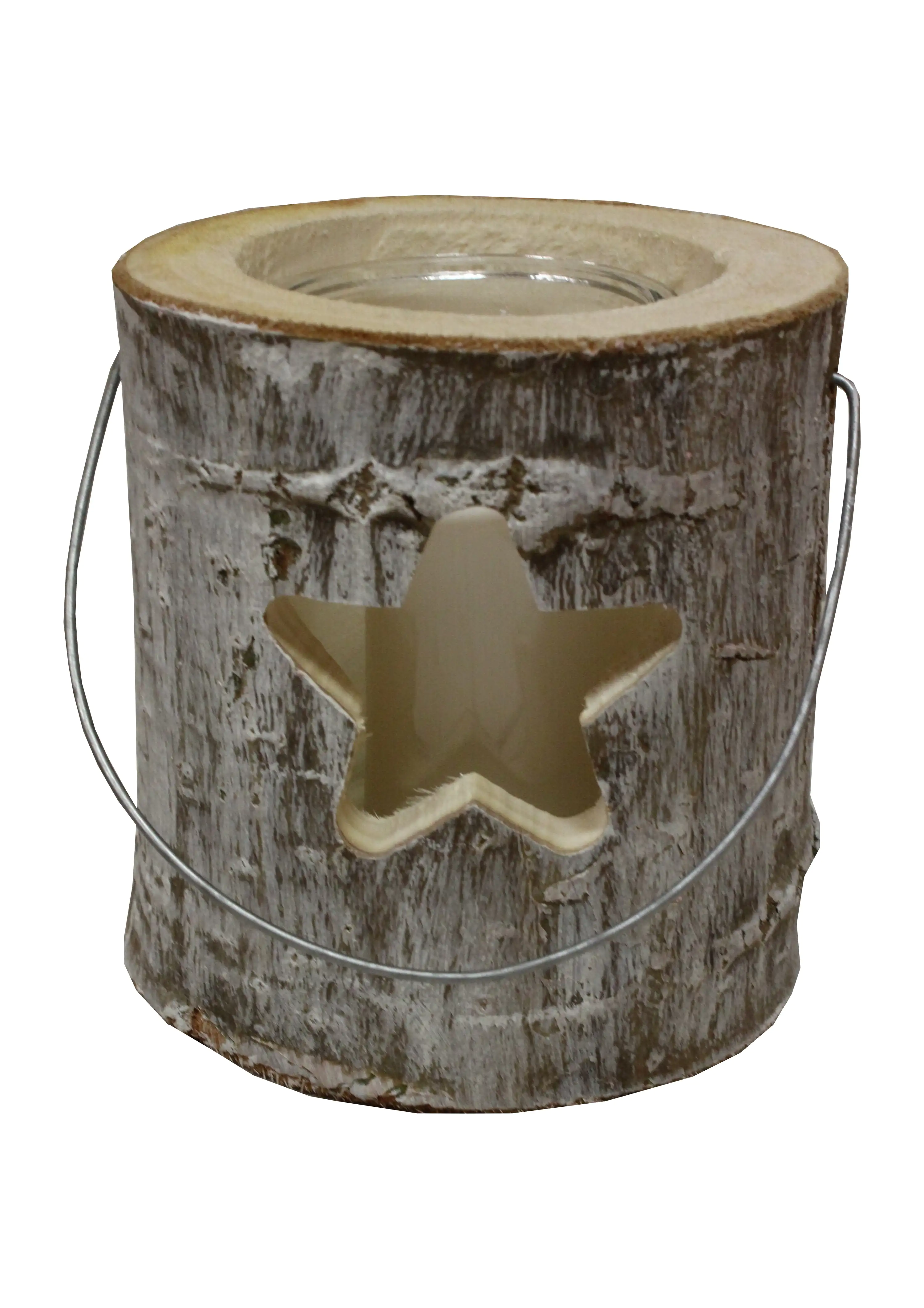 House of Rustic Holzlaterne Stern Ø 21 x 26 cm inkl. Glas und Kerze