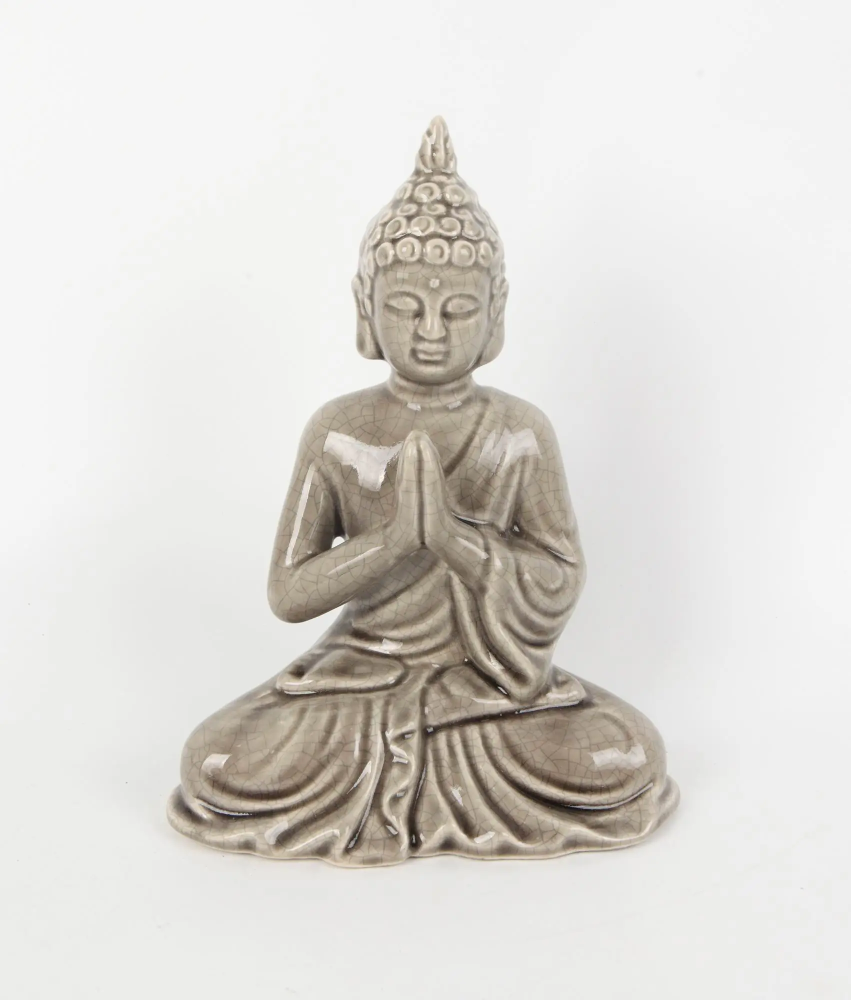 TrendLine Dekofigur Buddha Keramik 21 x 16 cm grau