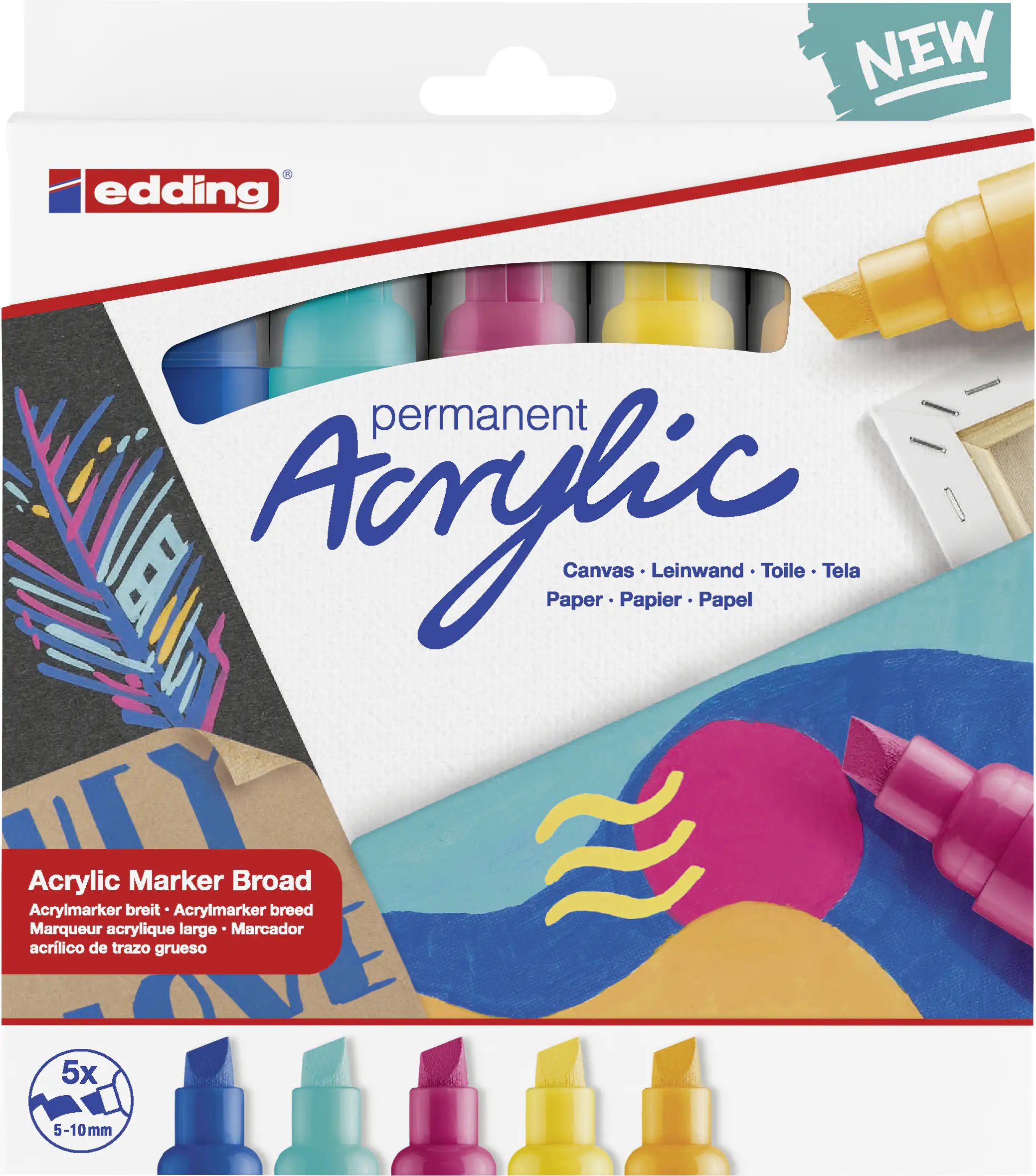 edding 5000 Acrylmarker breit 5er Set abstrakt 5 - 10 mm