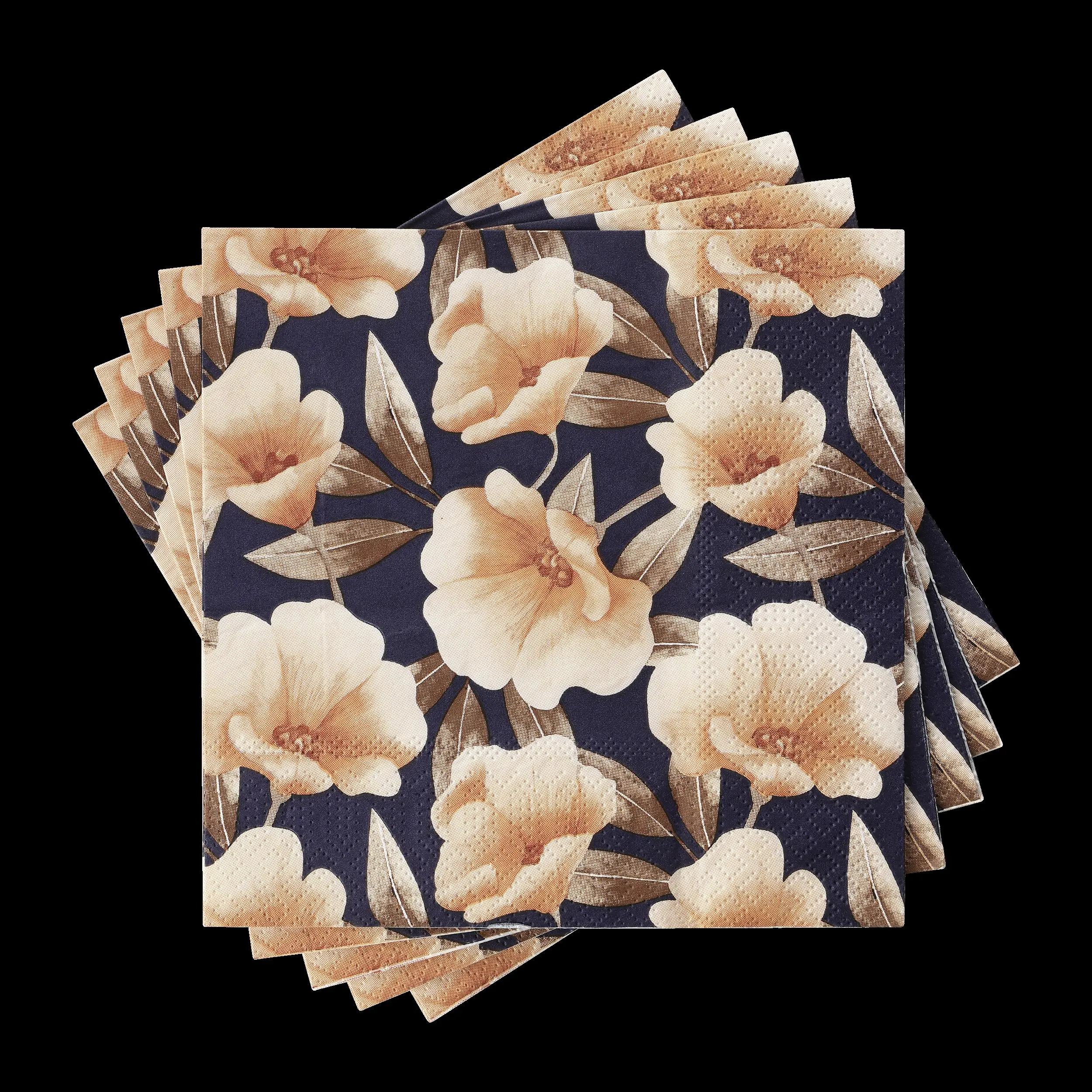 Eglo Servietten Motiv Blüten Mahuli blau apricot 17 x 17 cm - 20er Pack