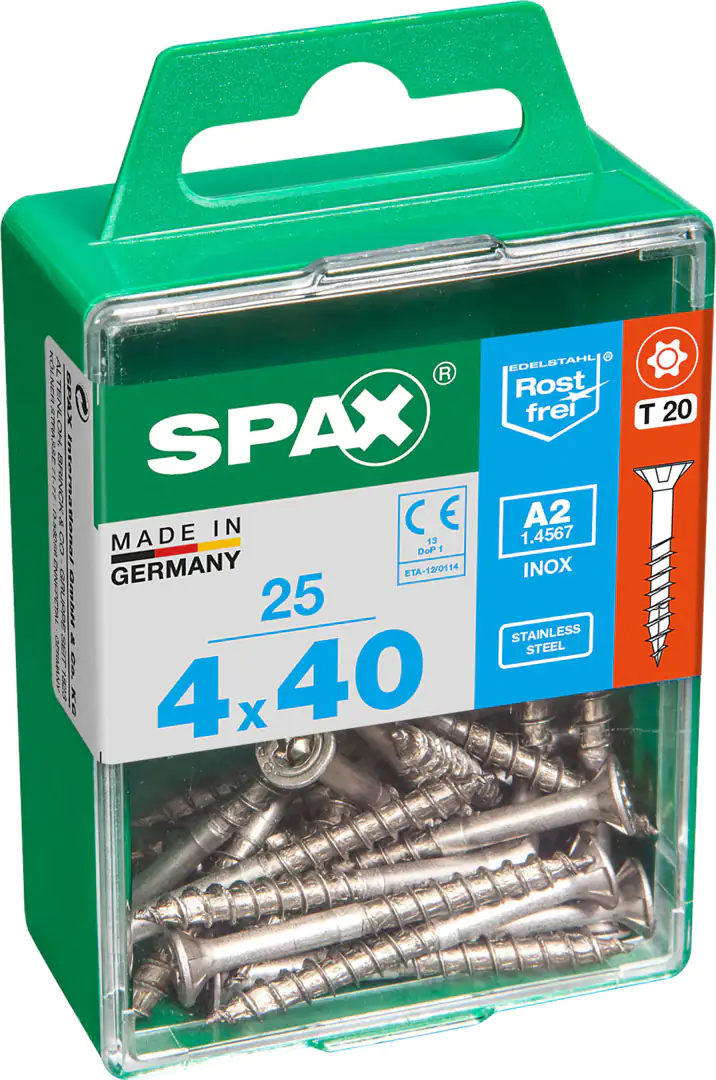 Spax Universalschrauben 4.0 x 40 mm TX 20 - 25 Stk. Spax Universalschrauben 4.0 x 40 mm TX 20 - 25 Stk.