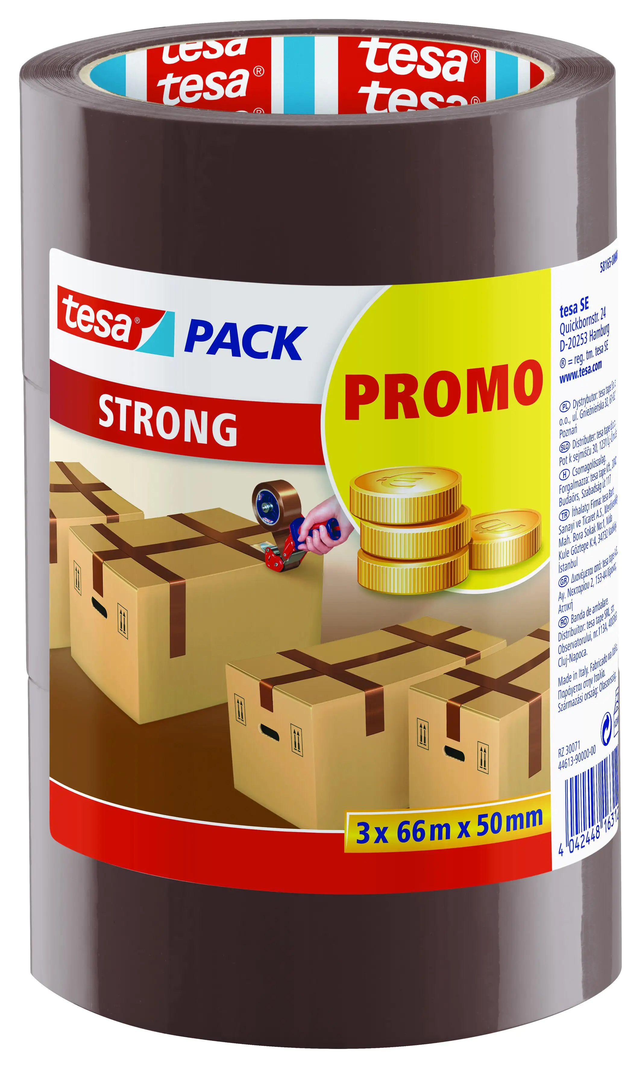 tesa Pack Strong 3 x (66 m x 50 mm), braun tesa Pack Strong 3 x (66 m x 50 mm), braun