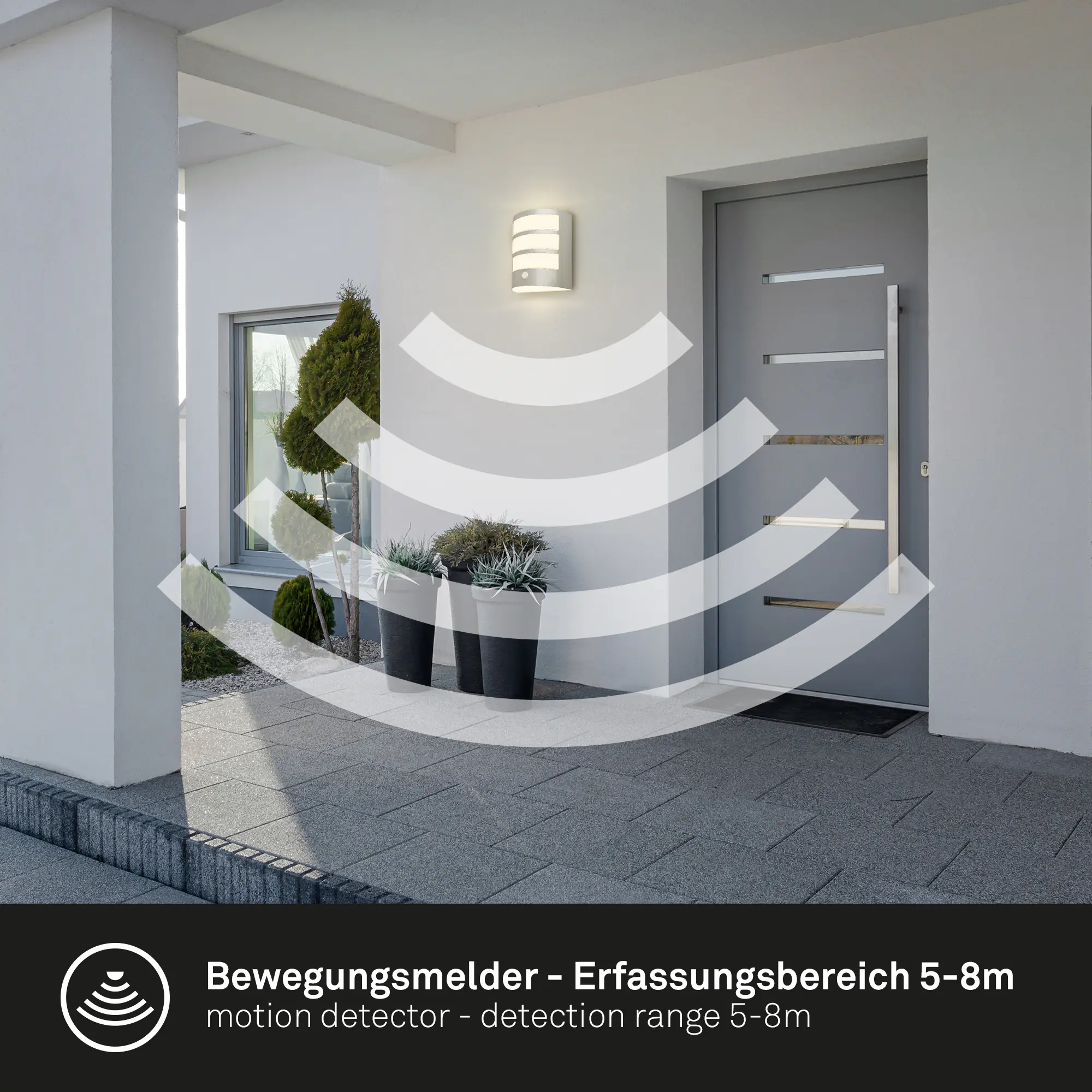 Briloner LED Außenwandleuchte Akku 5,8W chrom Sensor warmweiß Briloner LED Außenwandleuchte Akku 5,8W chrom Sensor warmweiß