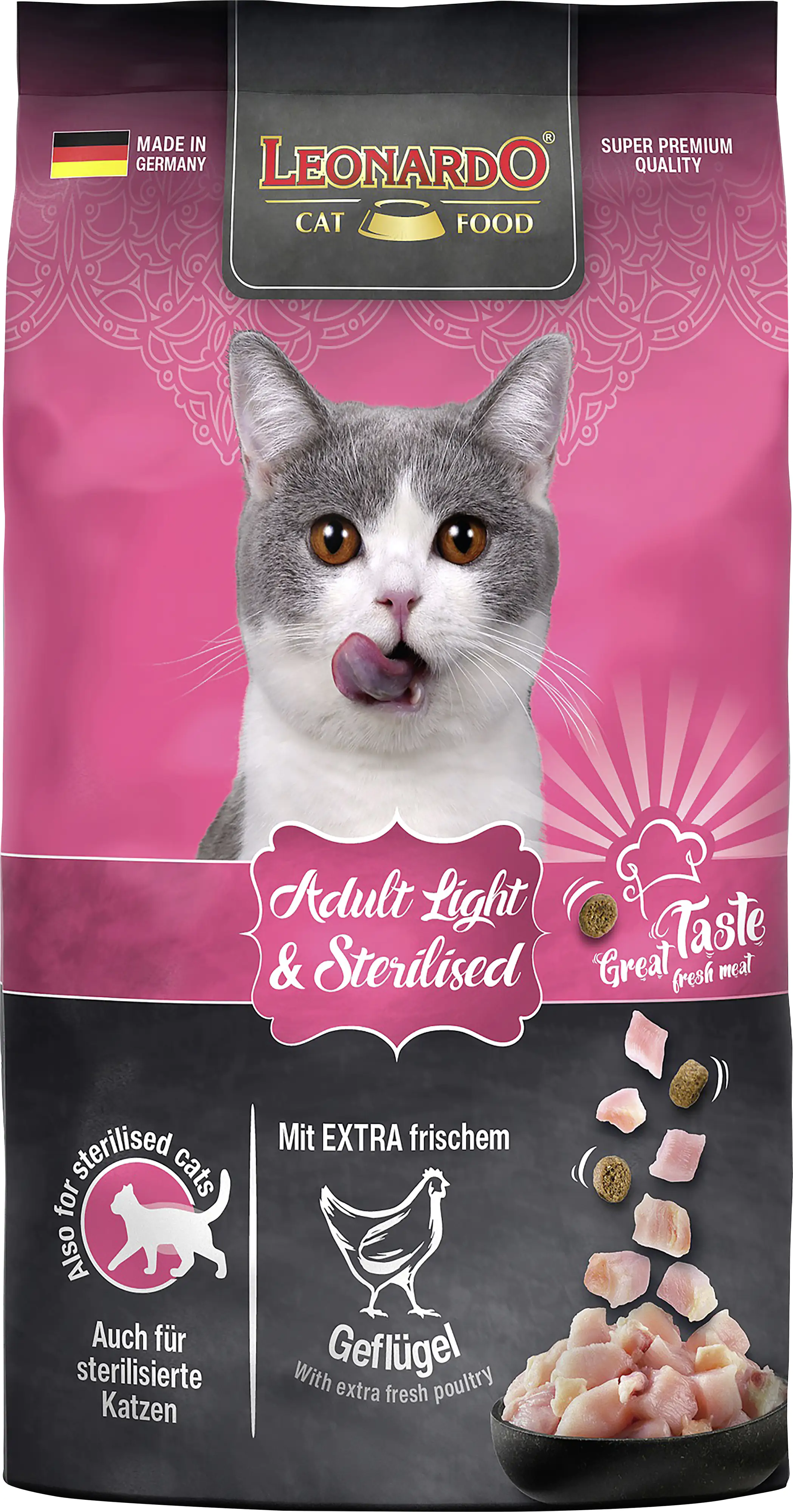 Leonardo Katzentrockenfutter  Leo Ad Light mit extra frischem Geflügel 300 g