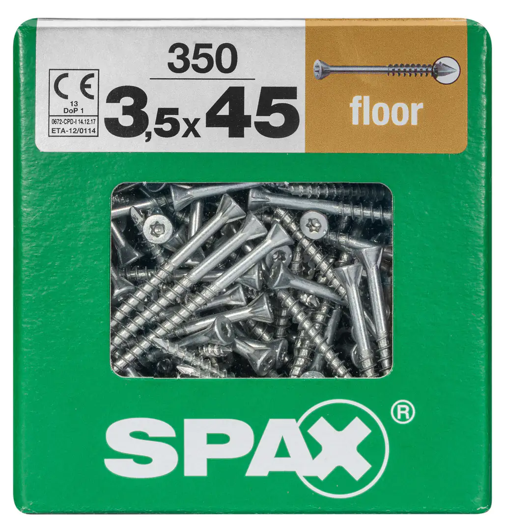 Spax Dielenschrauben 3.5 x 45 mm TX 10 - 350 Stk. Spax Dielenschrauben 3.5 x 45 mm TX 10 - 350 Stk.