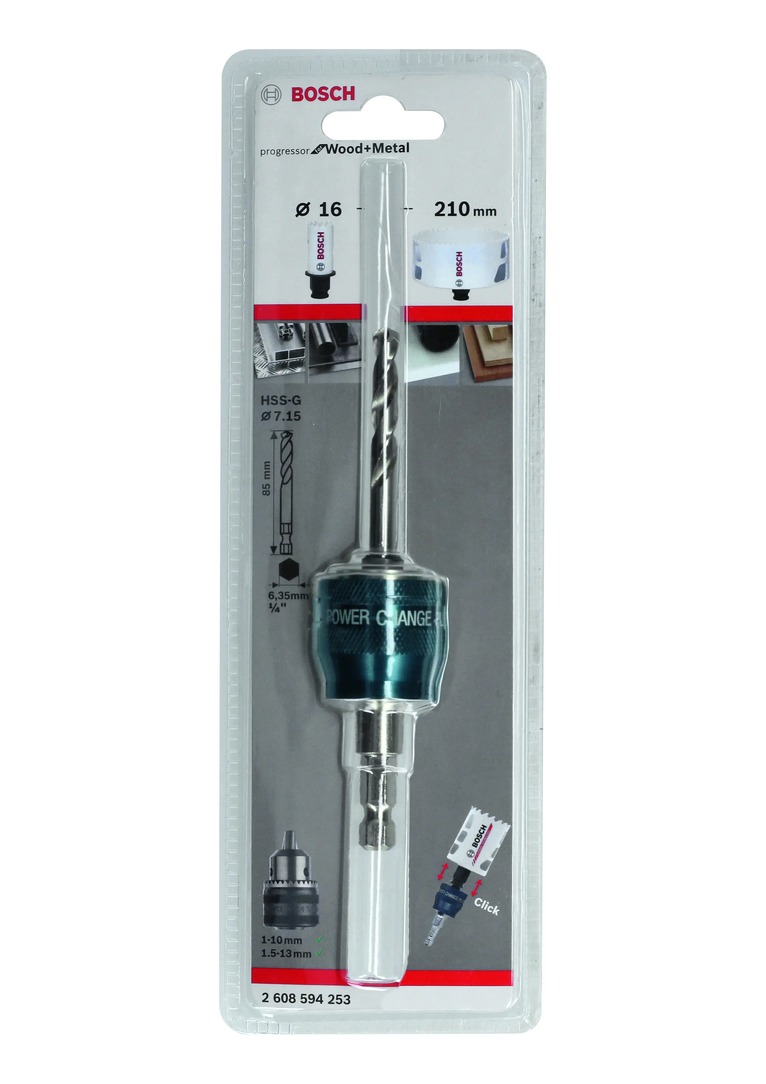 Bosch PC Plus-Dorn 3/8" 8,7 mm mit Bohrer HSS-G Ø 7,15 x 85 mm