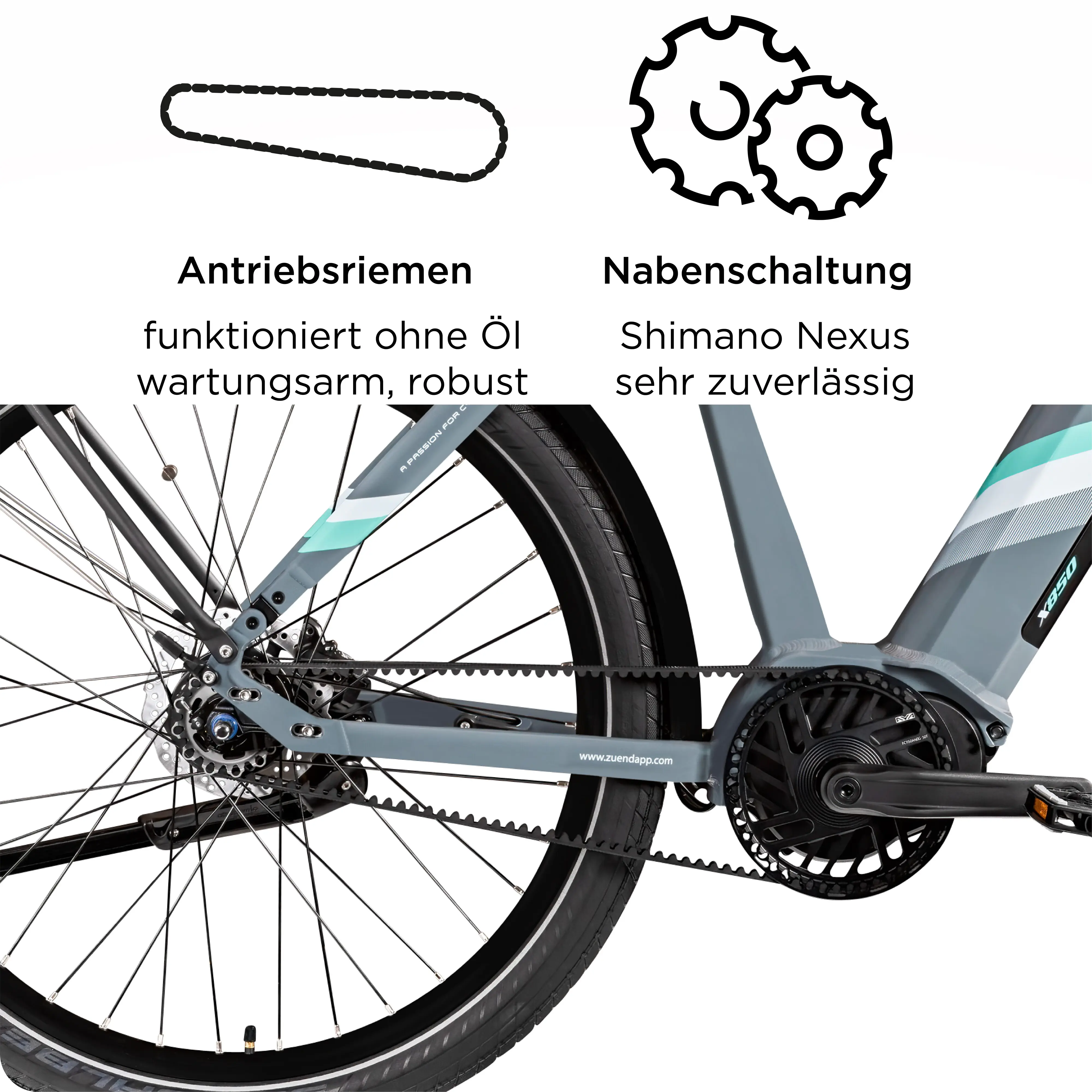 Zündapp E-Bike Trekking X850 Diamantrahmen 27,5 Zoll 7-Gang 550 Wh basaltgrau