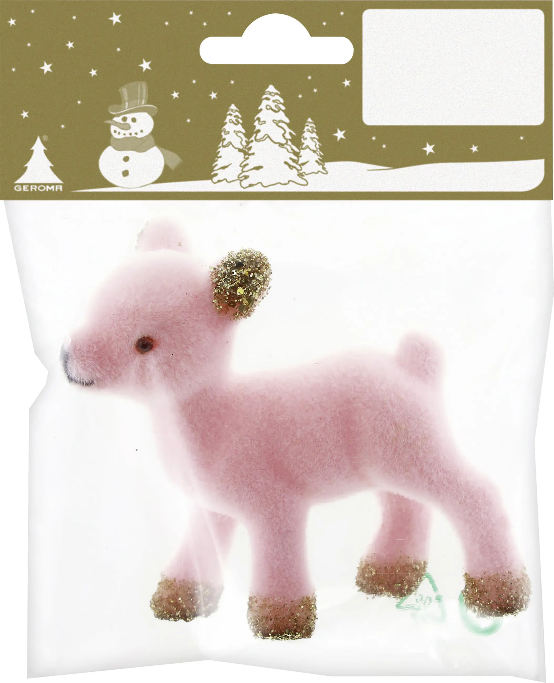 Rehkitz stehend Kunststoff 7,5 cm rosa-gold