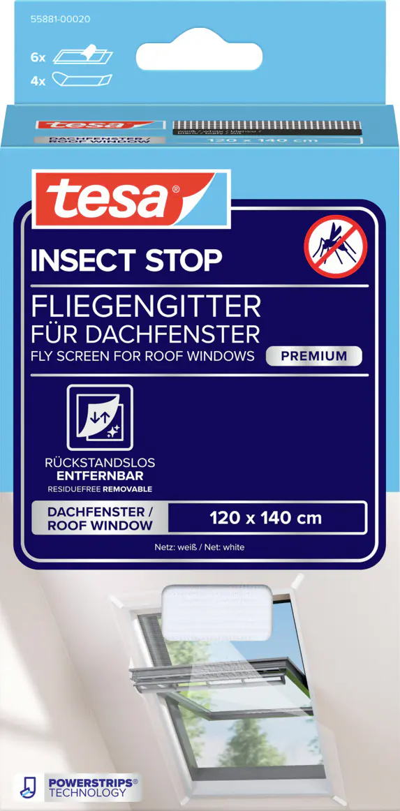tesa Insektenschutz-Dachfenster COMFORT 120 x 140 cm weiß