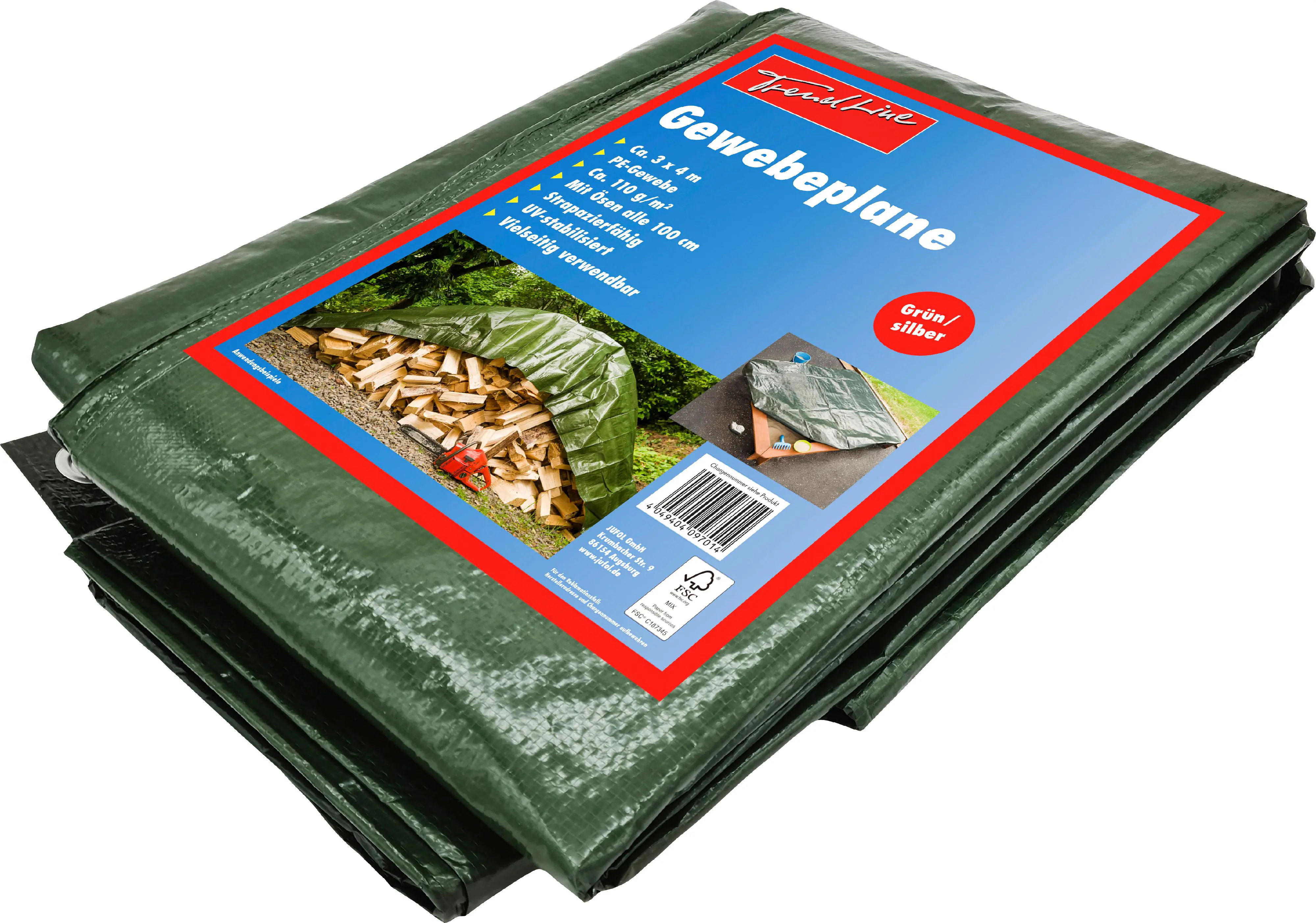 Trendline Abdeckplane 3 x 4 m grün/silber