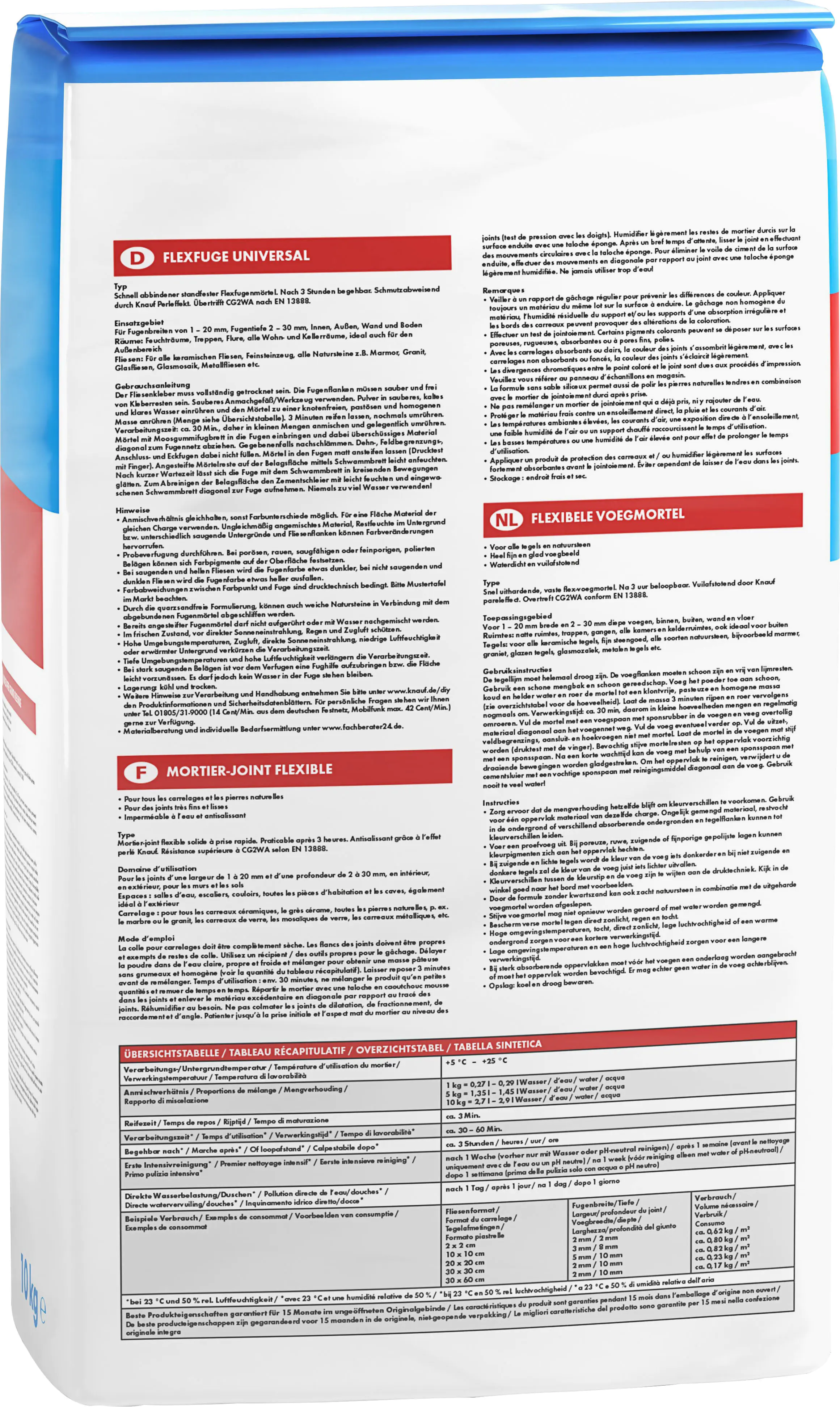 Knauf Fugenmörtel Flexfuge Universal 1 - 20 mm zementgrau 10 kg