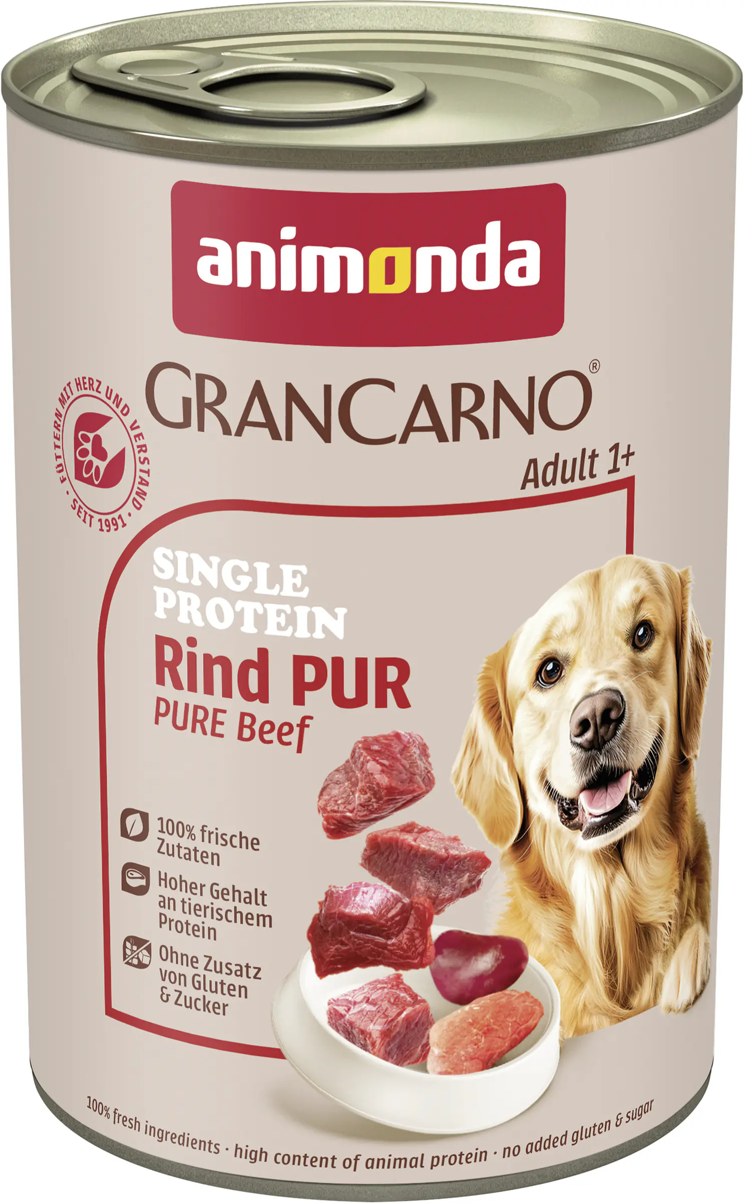 Animonda GranCarno Hundenassfutter Adult Single Protein getreidefrei 400 g Rind