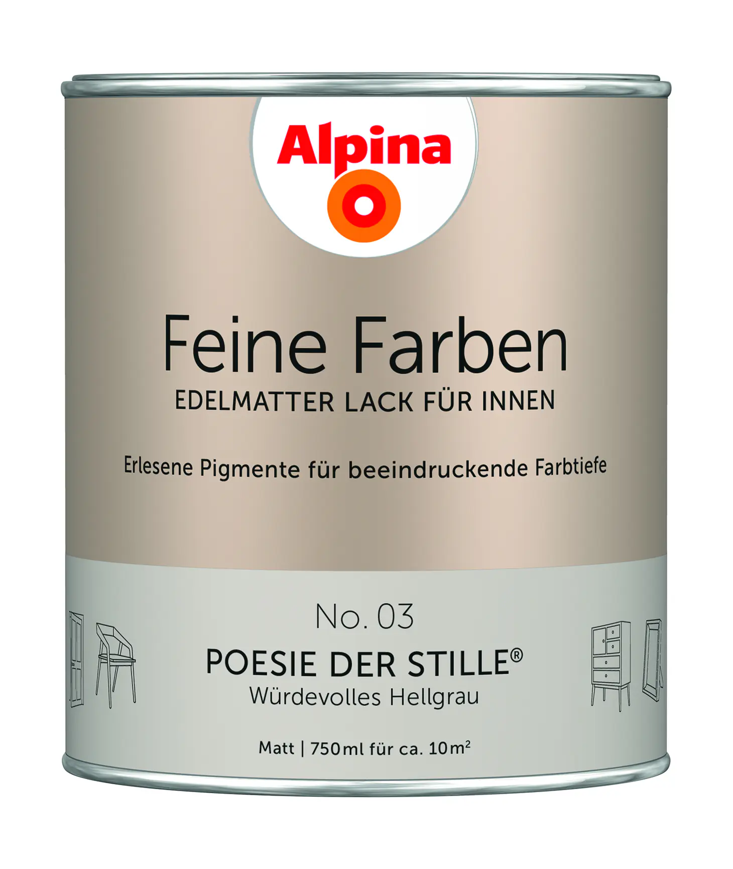 Alpina Feine Farben Lack No. 03 Poesie der Stille - hellgrau 750 ml