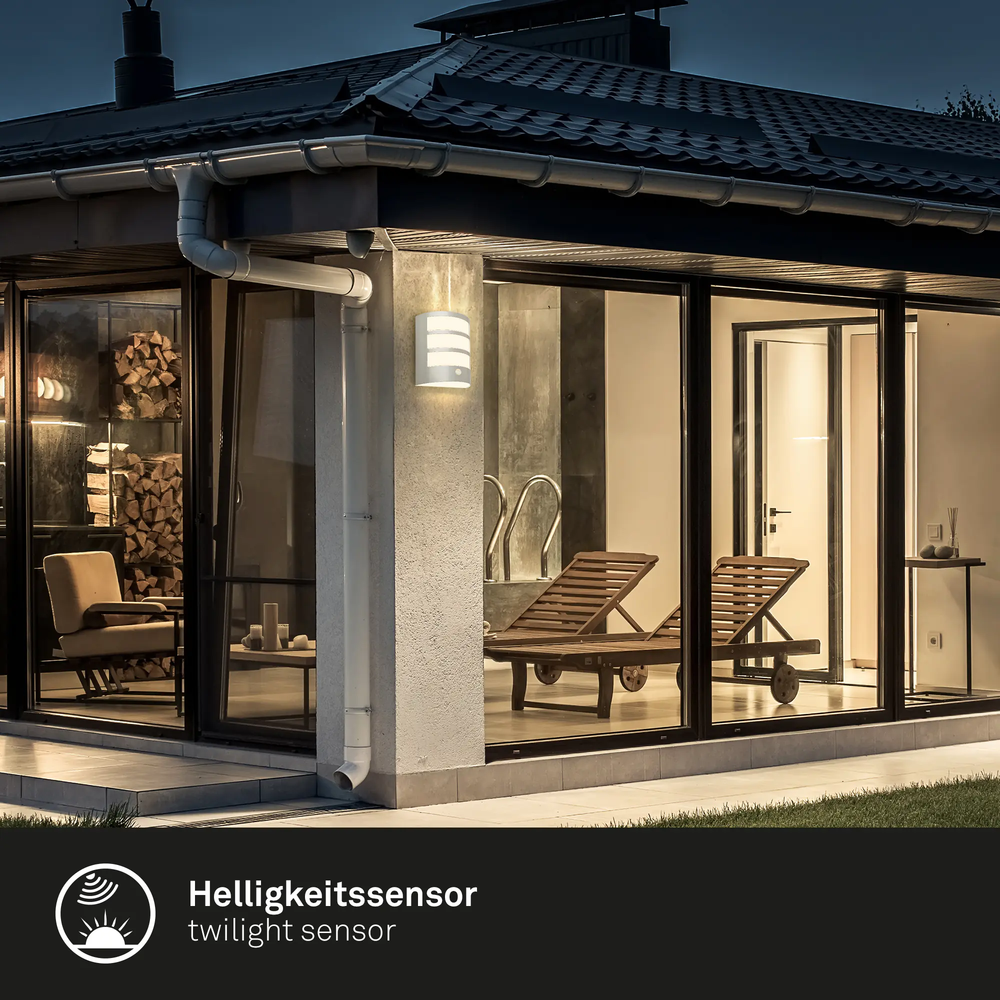 Briloner LED Außenwandleuchte Akku 5,8W chrom Sensor warmweiß Briloner LED Außenwandleuchte Akku 5,8W chrom Sensor warmweiß