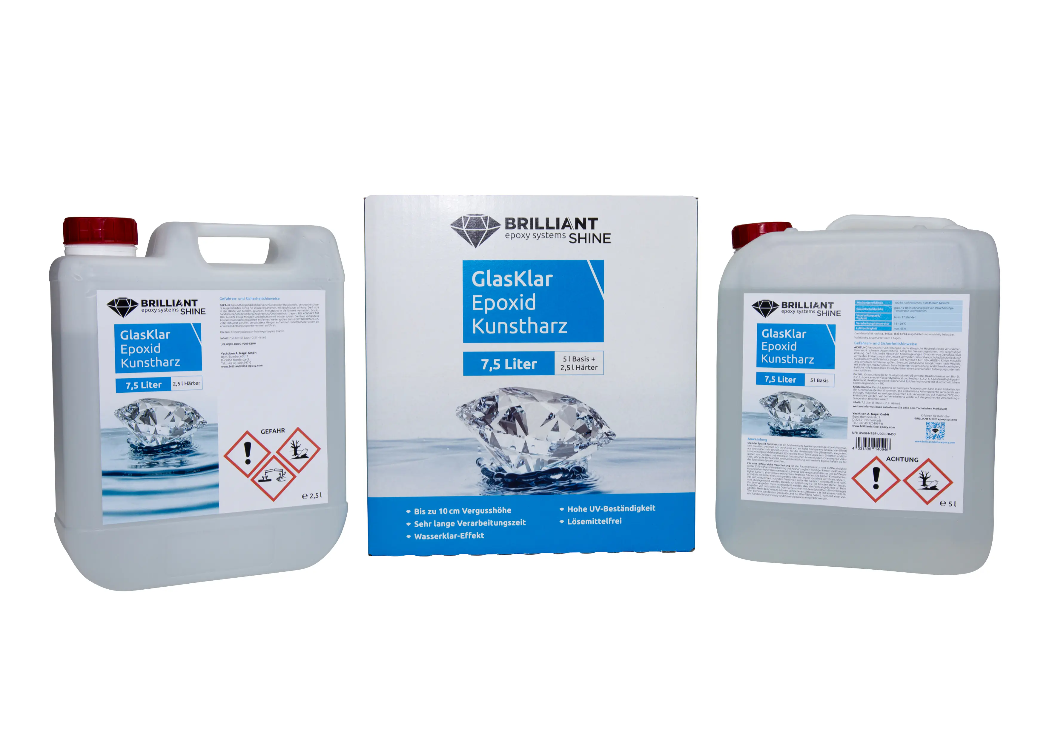 Brilliant Shine Epoxid Kunstharz Glasklar Epoxidharz A+B, 7,5L