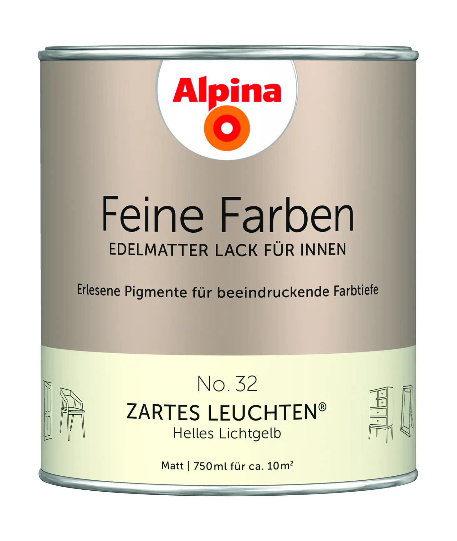 Alpina Feine Farben Lack No. 32 Zartes Leuchten - lichtgelb 750 ml