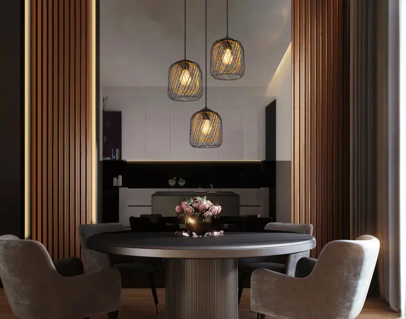 Globo Hängeleuchte Dichti Ø 39,4 x 150 cm schwarz matt