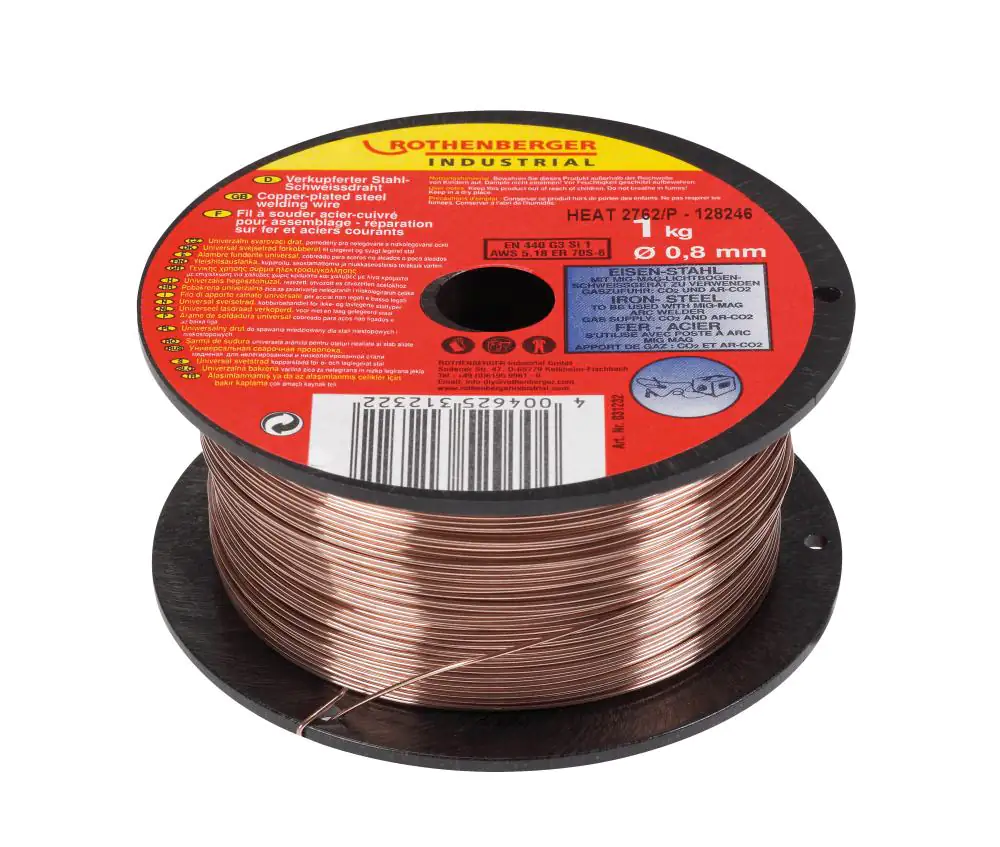 Rothenberger Schutzgas-Schweißdraht verkupfert Ø 0,8 mm, 1 kg