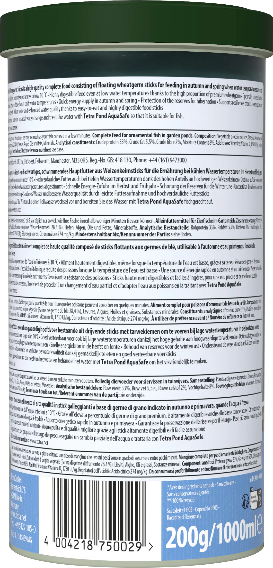 Tetra Pond Wheatgerm Sticks 1 L