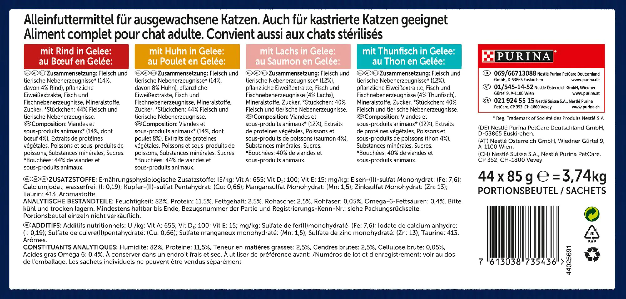 felix Katzennassfutter Gemischte Vielfalt Jumbo Pack 44x85 g