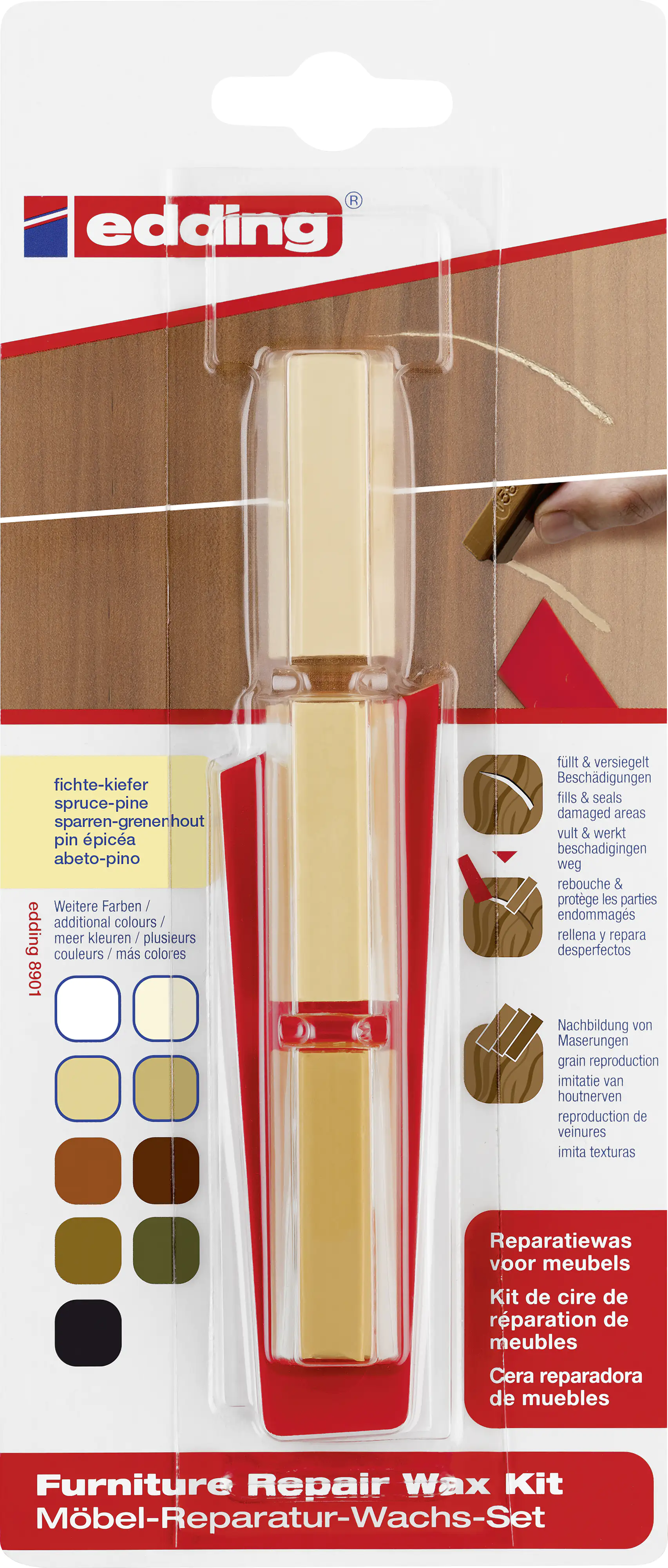 Edding Möbel-Reparaturwachs-Set 8901 fichte-kiefer Edding Möbel-Reparaturwachs-Set 8901 fichte-kiefer