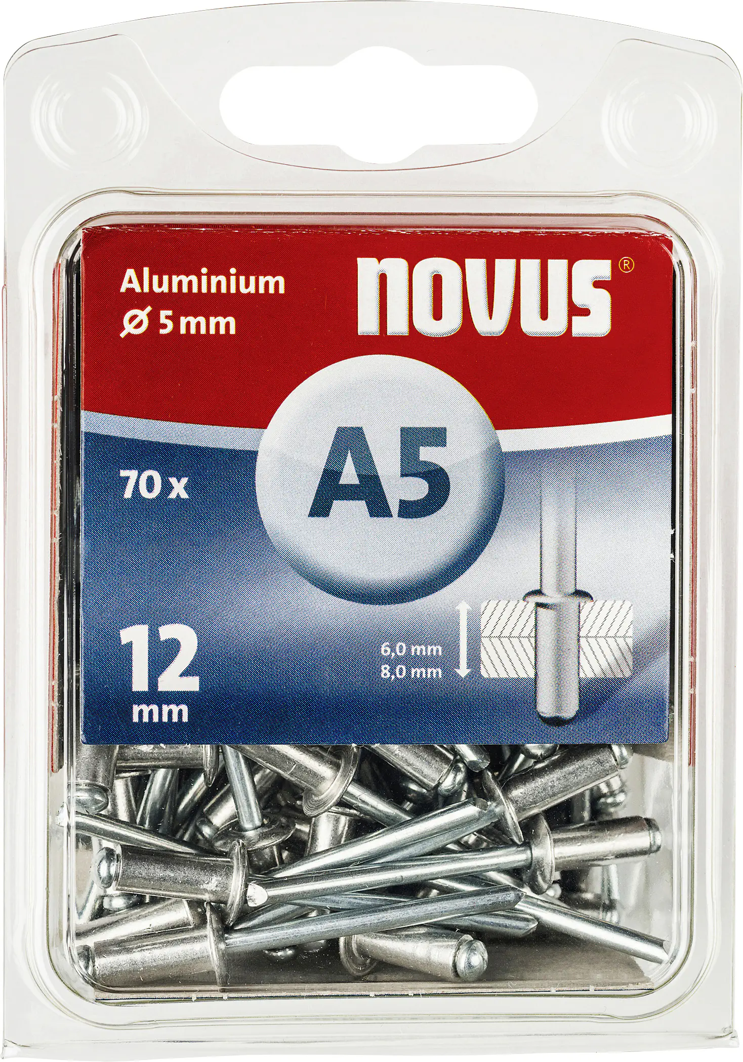 Novus Blindnieten Typ A5/12 Aluminium 70 Stück Novus Blindnieten Typ A5/12 Aluminium 70 Stück